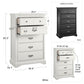 Bristol Traditional 5 Drawer Dresser with Elegant Moldings and Pewter Pulls - Black