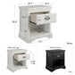 Bristol 1 Drawer Nightstand with Elegant Moldings and Pewter Pull - White