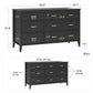 Monarch Hill Hawken 6 Drawer Dresser with Gold Feather Drawer Pull - Black