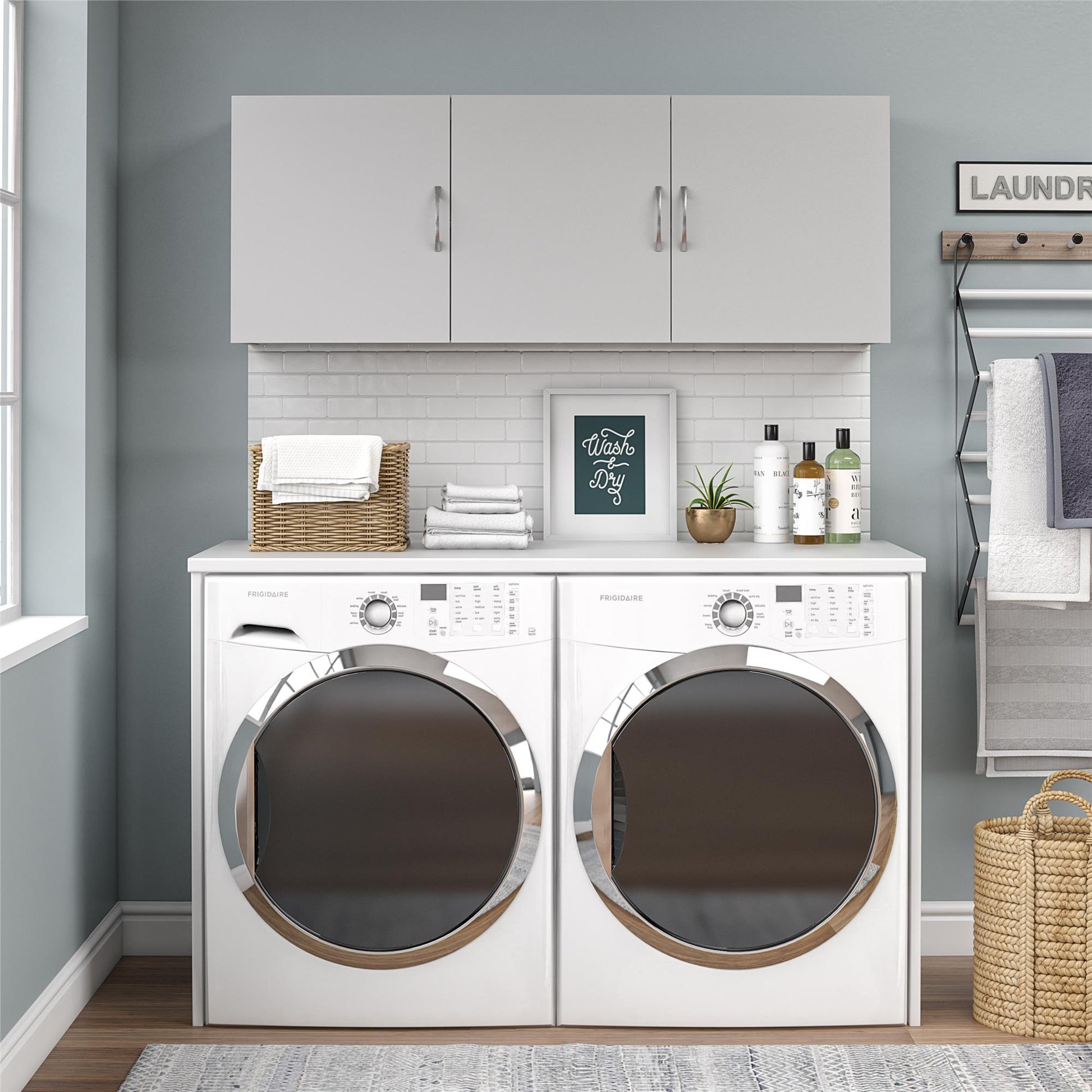 Basin 54 Inch 3 Door Wall Storage Cabinet  - Dove Gray