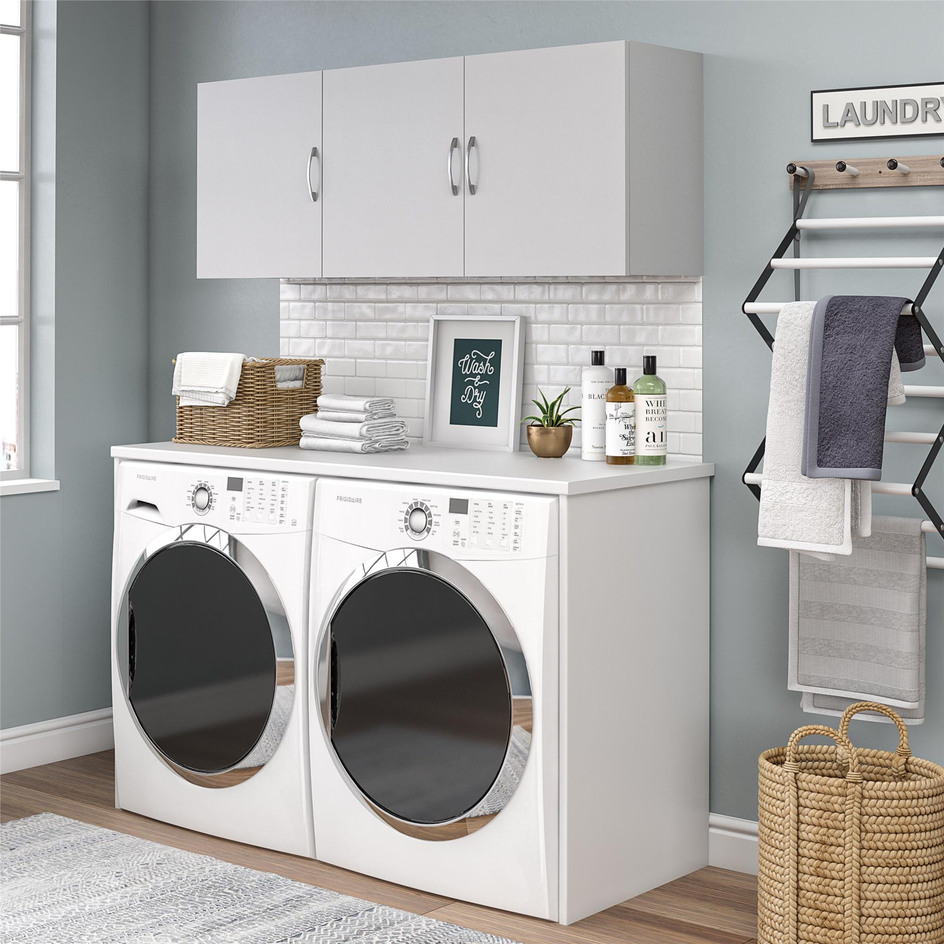 Basin 54 Inch 3 Door Wall Storage Cabinet  - Dove Gray