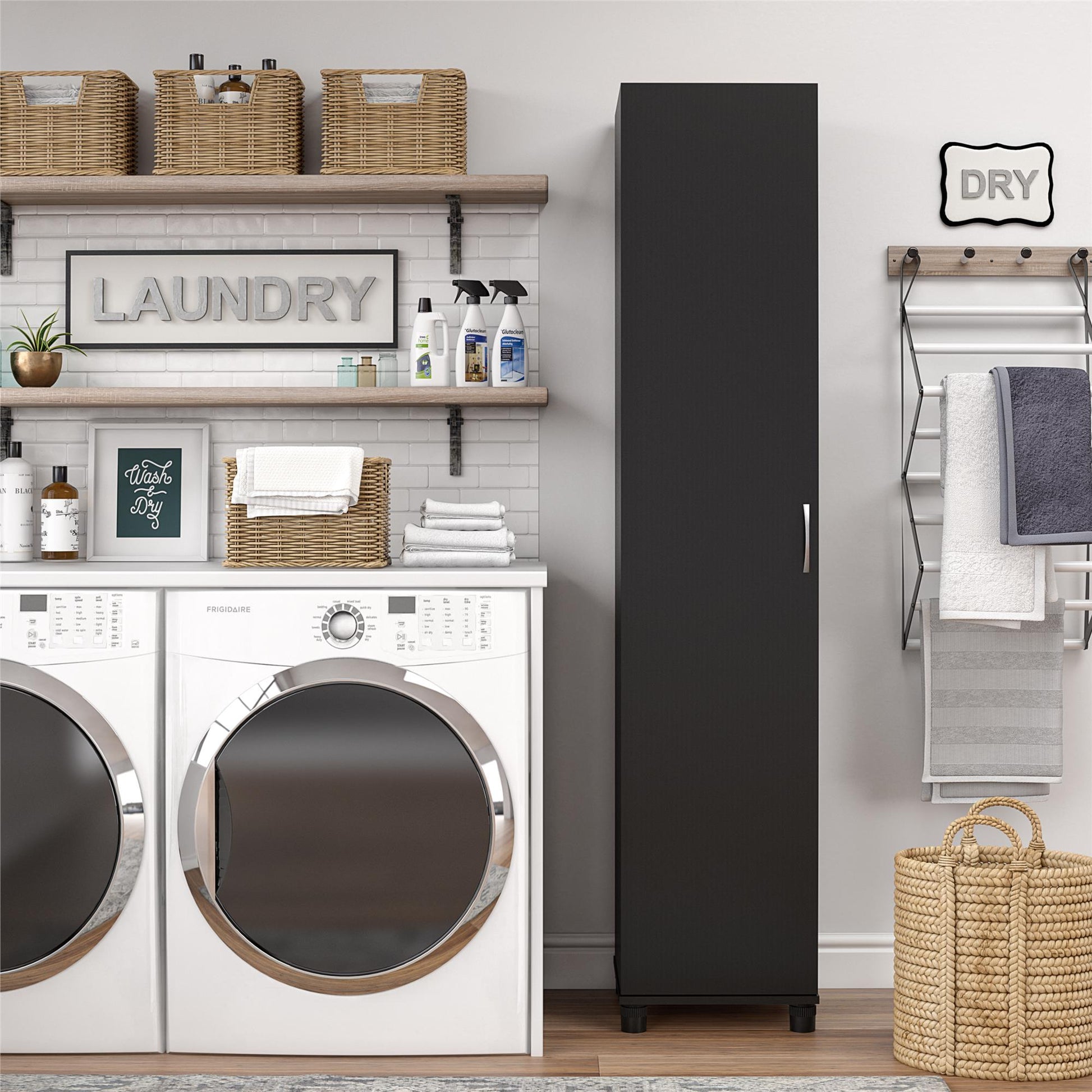 Basin 16 Inch Closed Door Utility Storage Cabinet  - Black