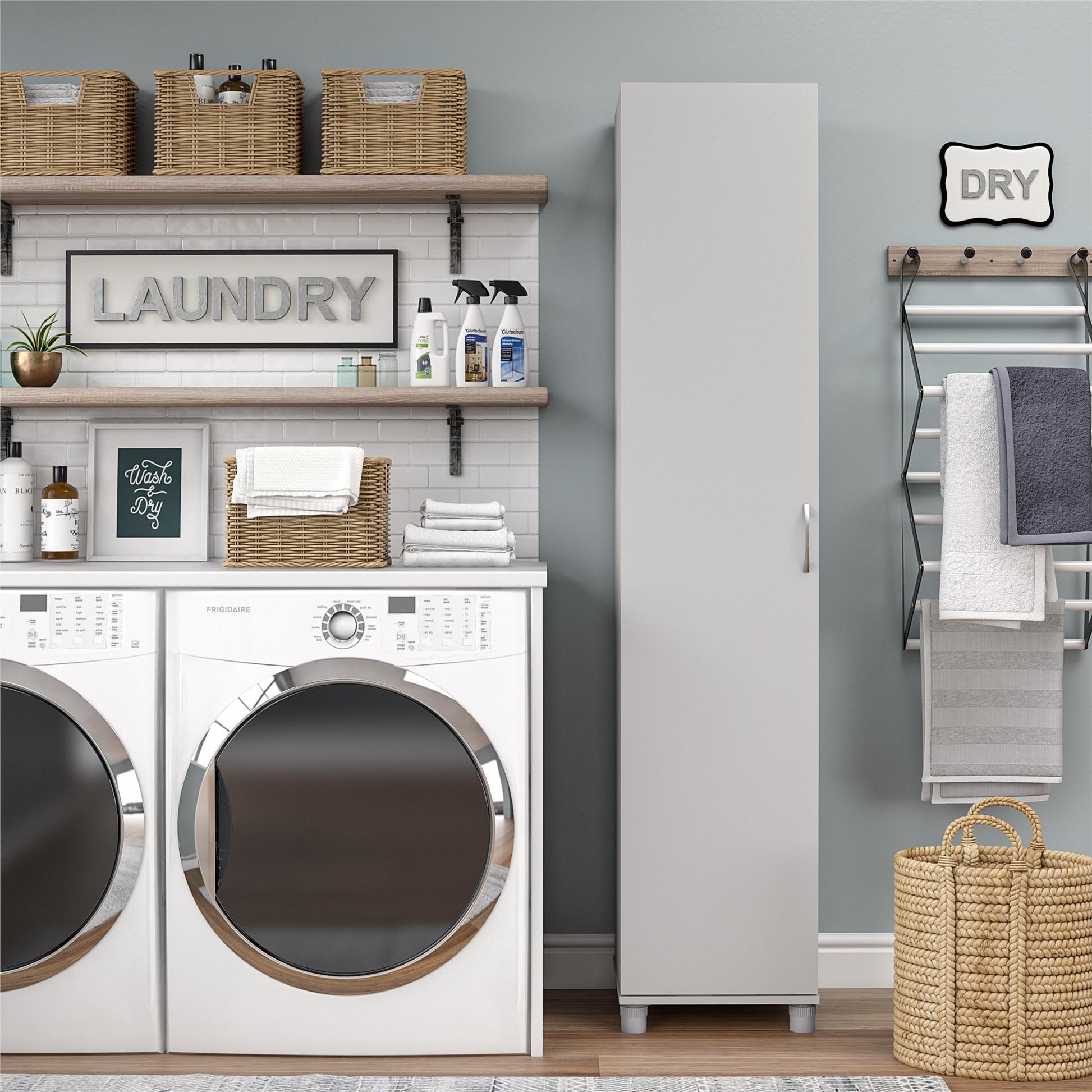 Basin 16 Inch Closed Door Utility Storage Cabinet  - Dove Gray