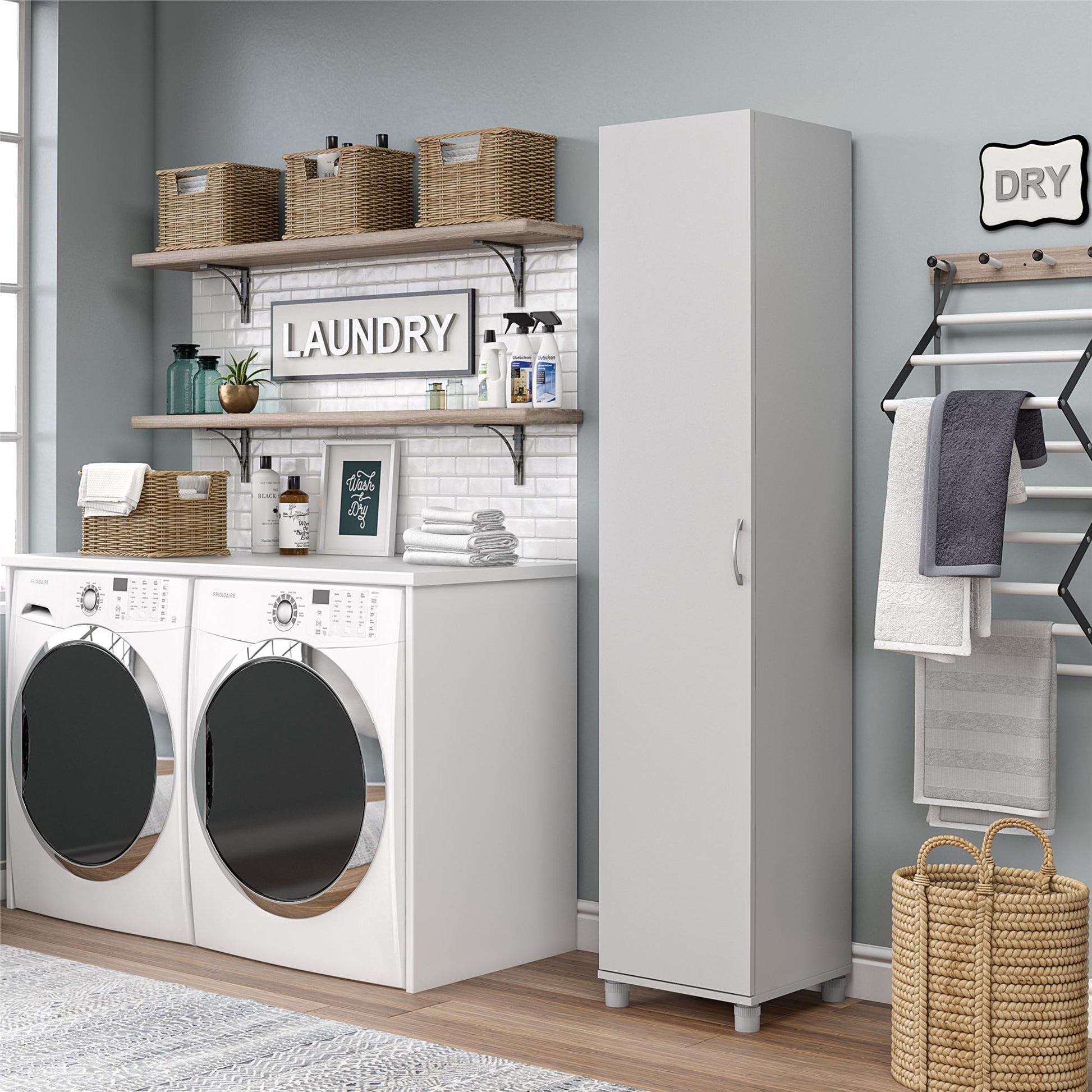 Basin 16 Inch Closed Door Utility Storage Cabinet  - Dove Gray