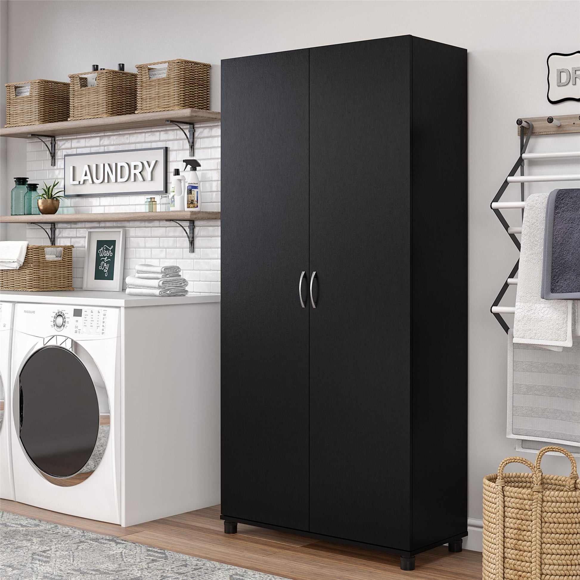 Basin 36 Inch 2 Door Utility Storage Cabinet  - Black