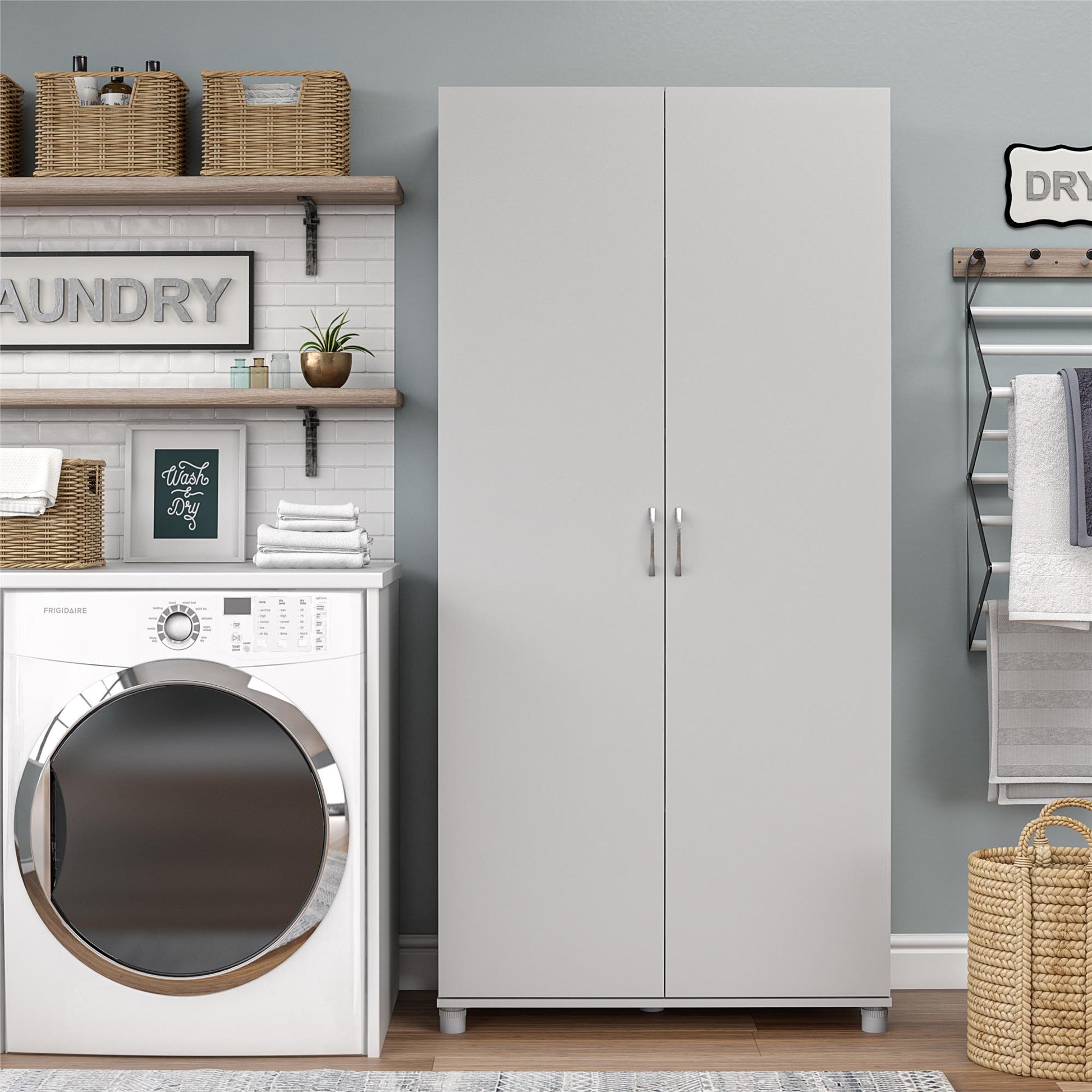 Basin 36 Inch 2 Door Utility Storage Cabinet  - Dove Gray