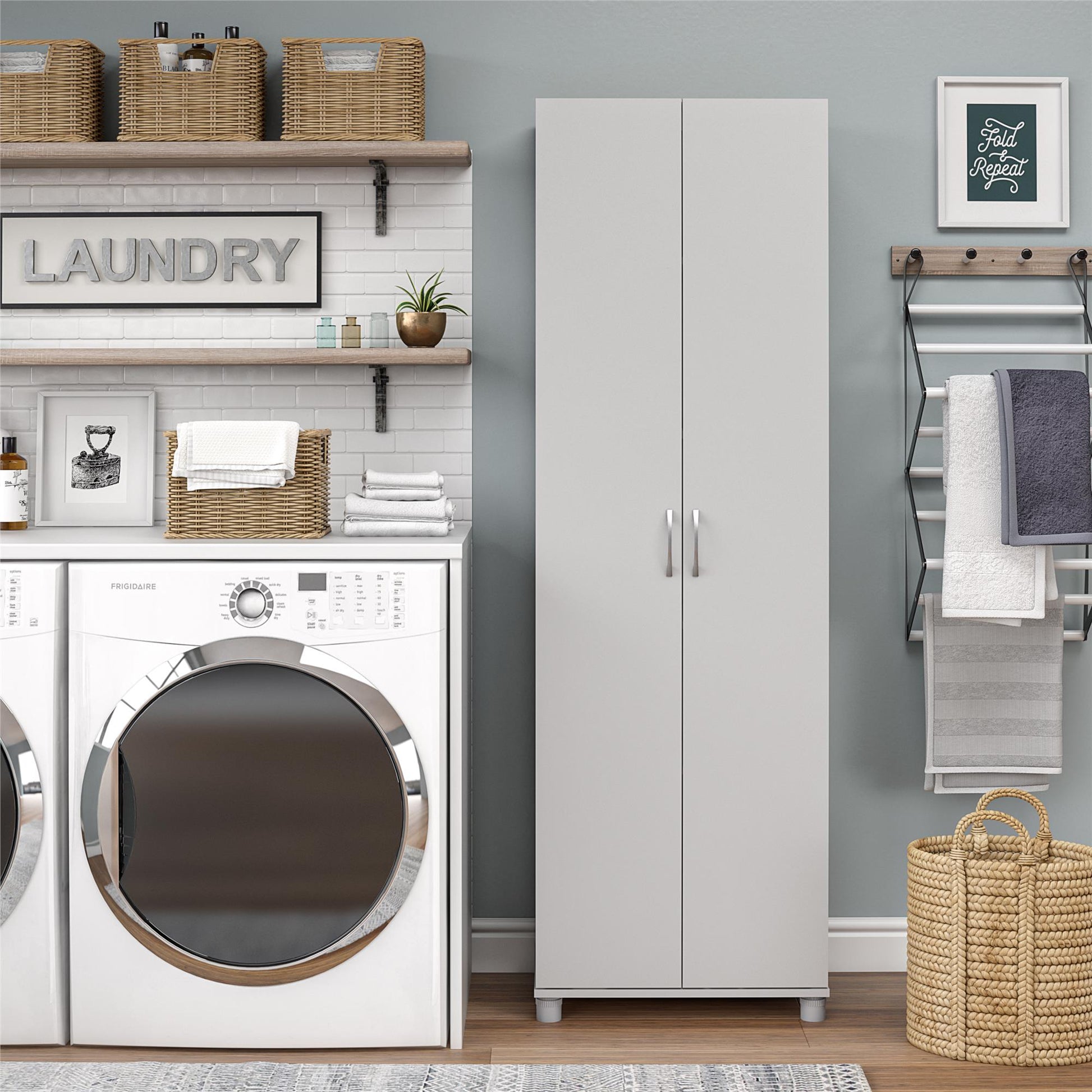 Basin 24 Inch 2 Door Utility Storage Cabinet - Dove Gray