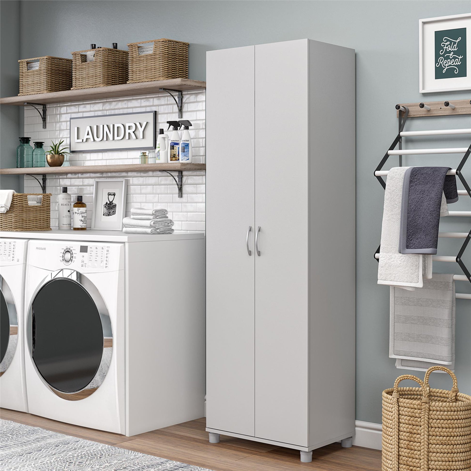Basin 24 Inch 2 Door Utility Storage Cabinet - Dove Gray