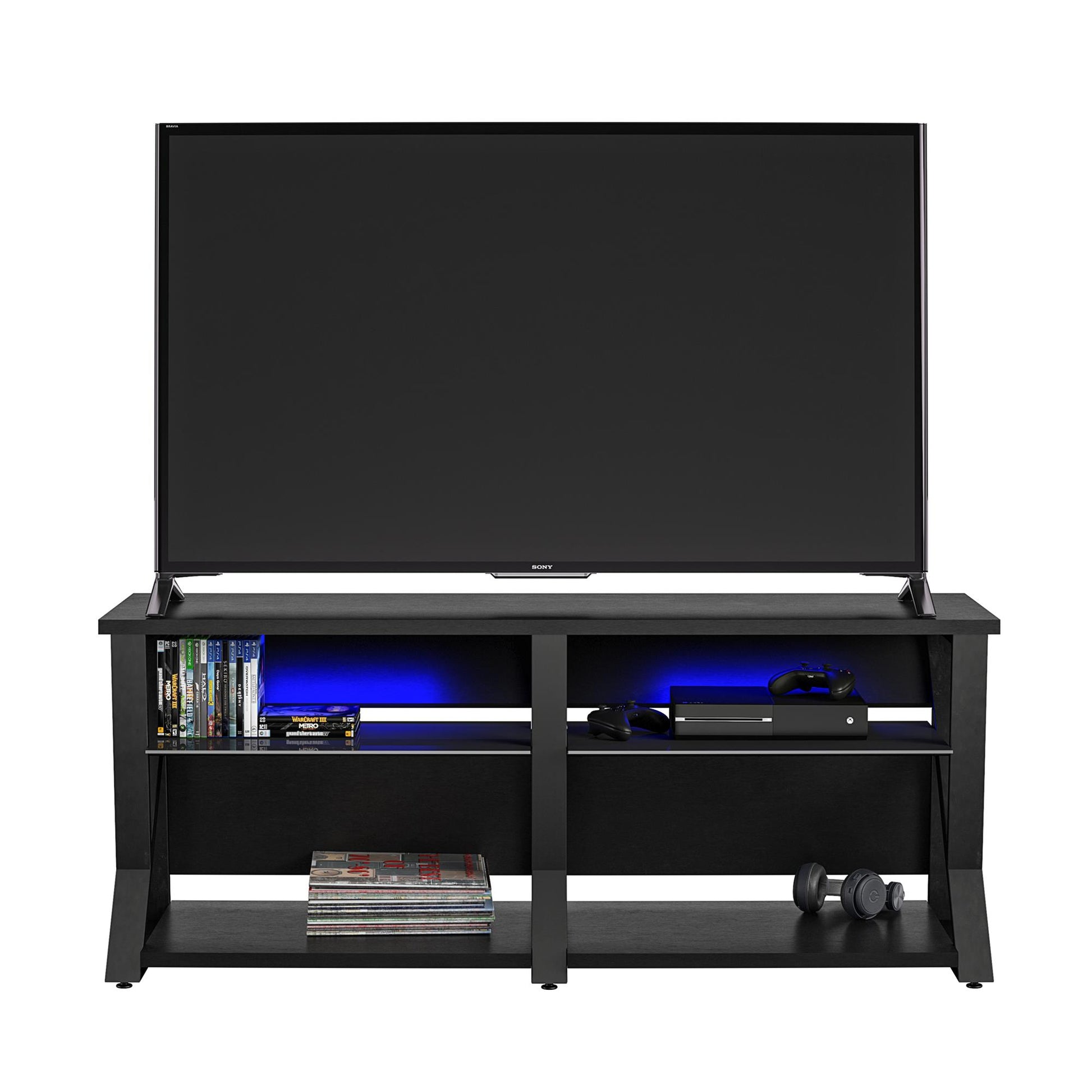 Genesis Gaming TV Stand for TVs up to 70 Inch with LED Lights - Black