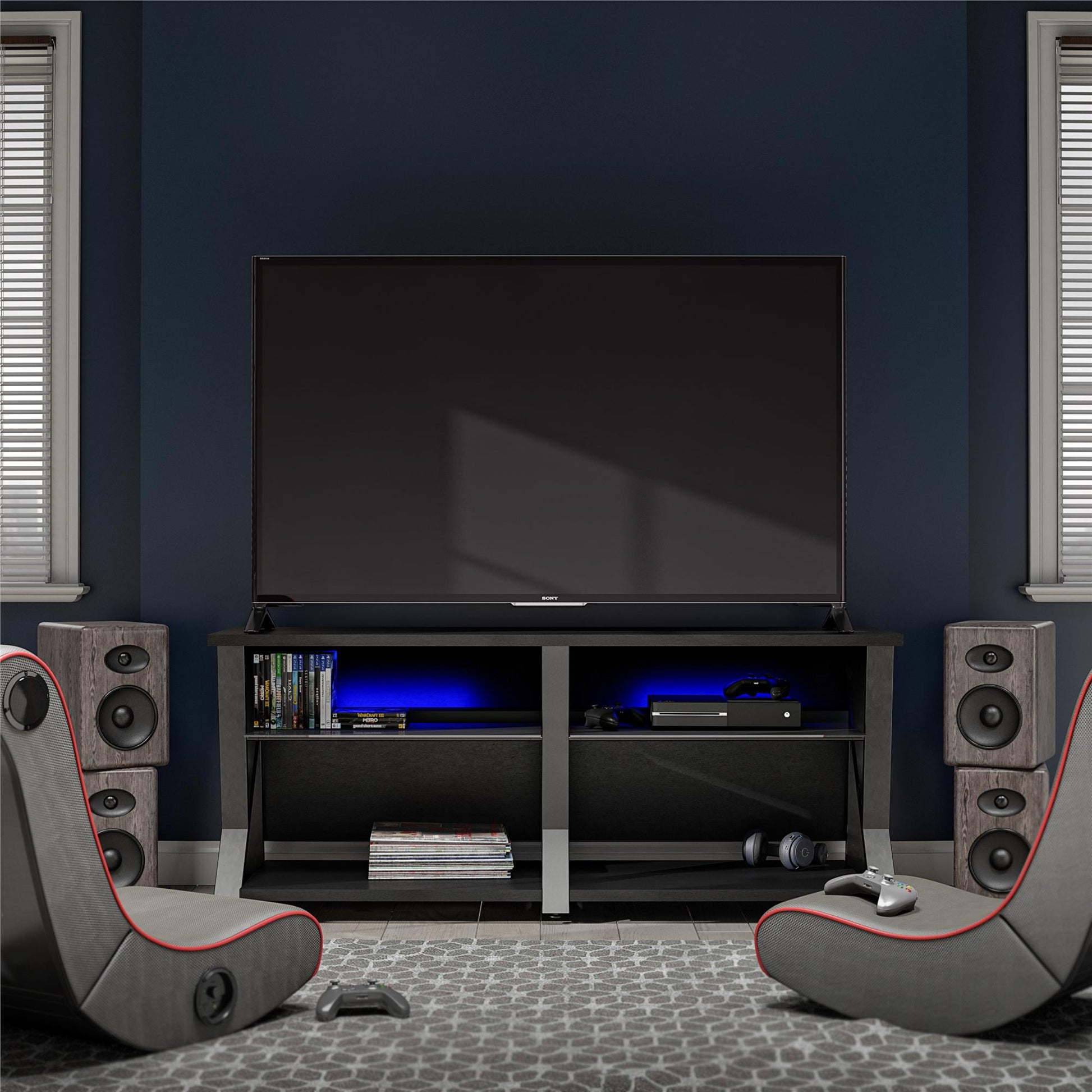 Genesis Gaming TV Stand for TVs up to 70 Inch with LED Lights - Black