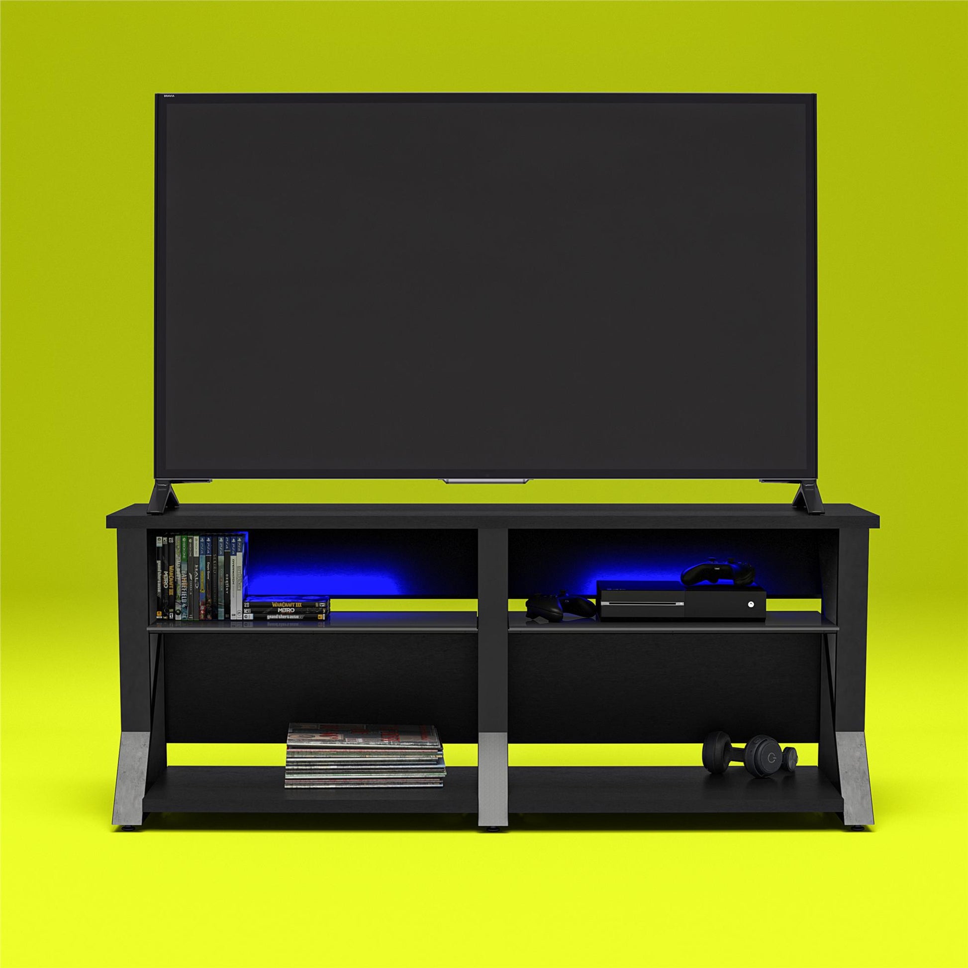 Genesis Gaming TV Stand for TVs up to 70 Inch with LED Lights - Black