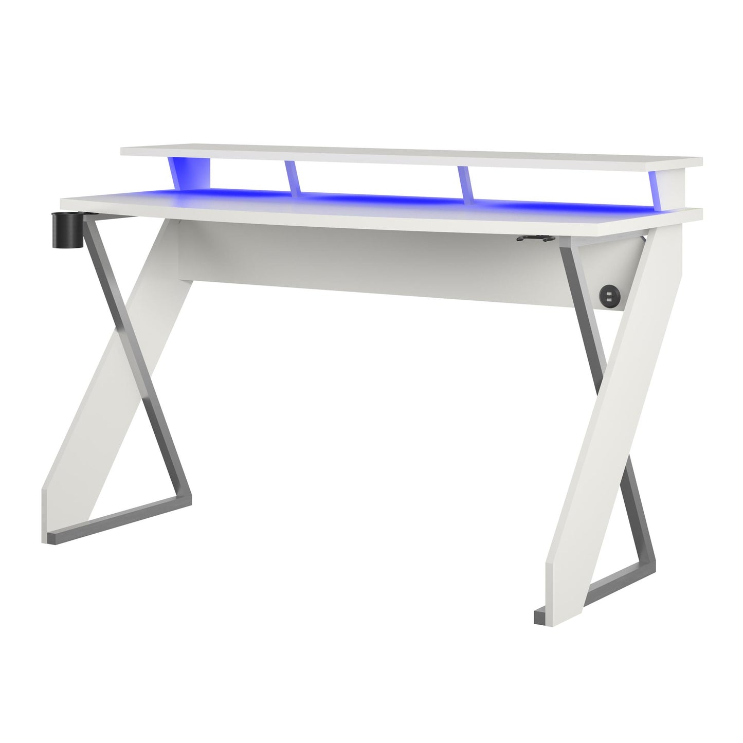 Xtreme Gaming Desk with Riser and LED Lights - White