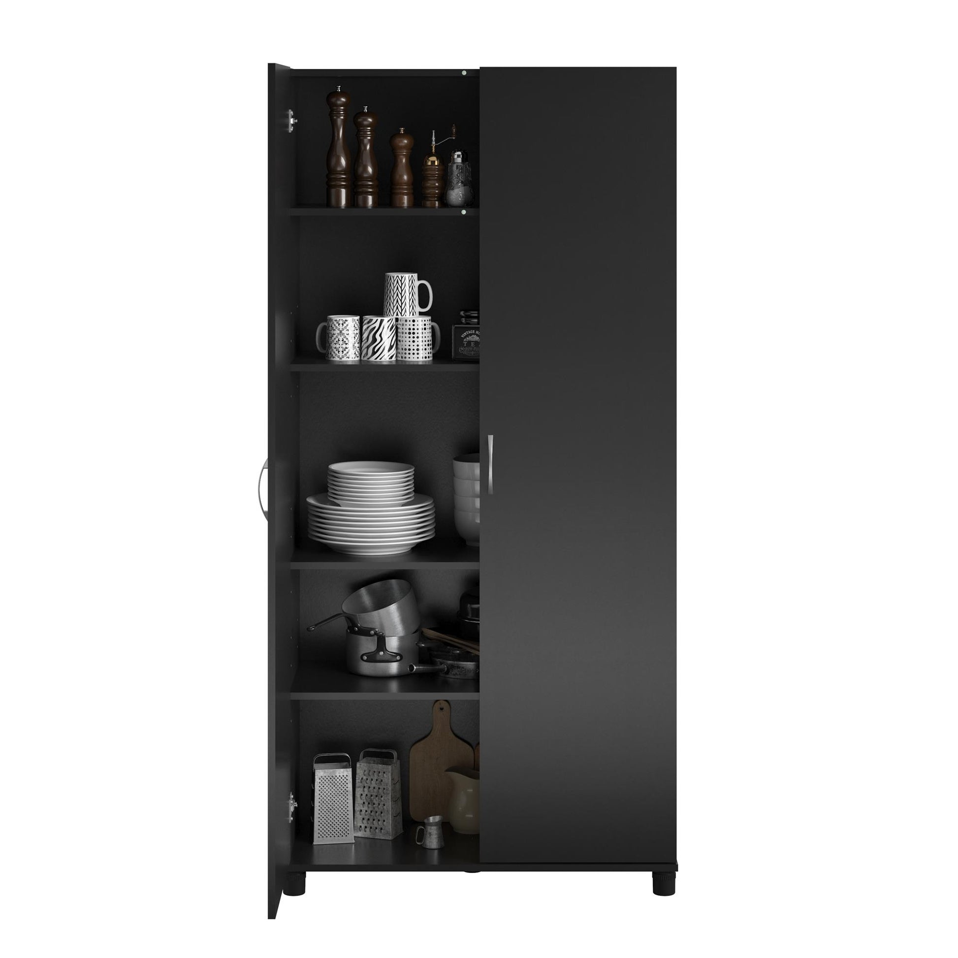 Basin 36 Inch 2 Door Utility Storage Cabinet  - Black