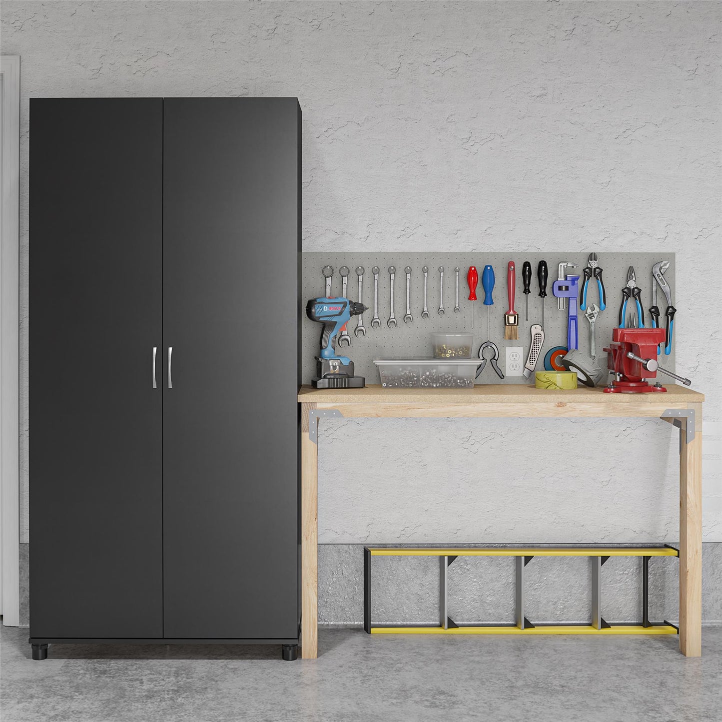 Basin 36 Inch 2 Door Utility Storage Cabinet  - Black