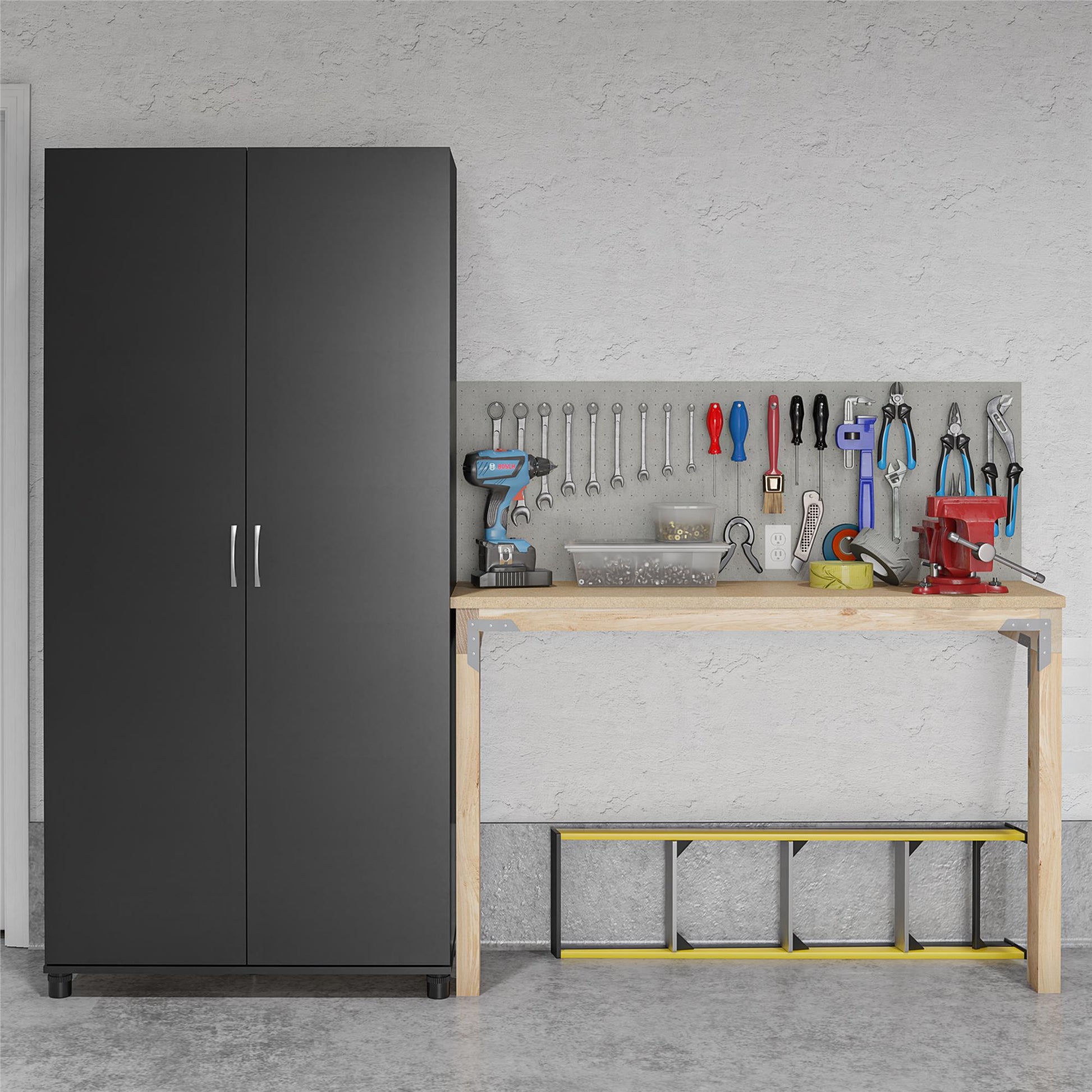 Basin 36 Inch 2 Door Utility Storage Cabinet  - Black