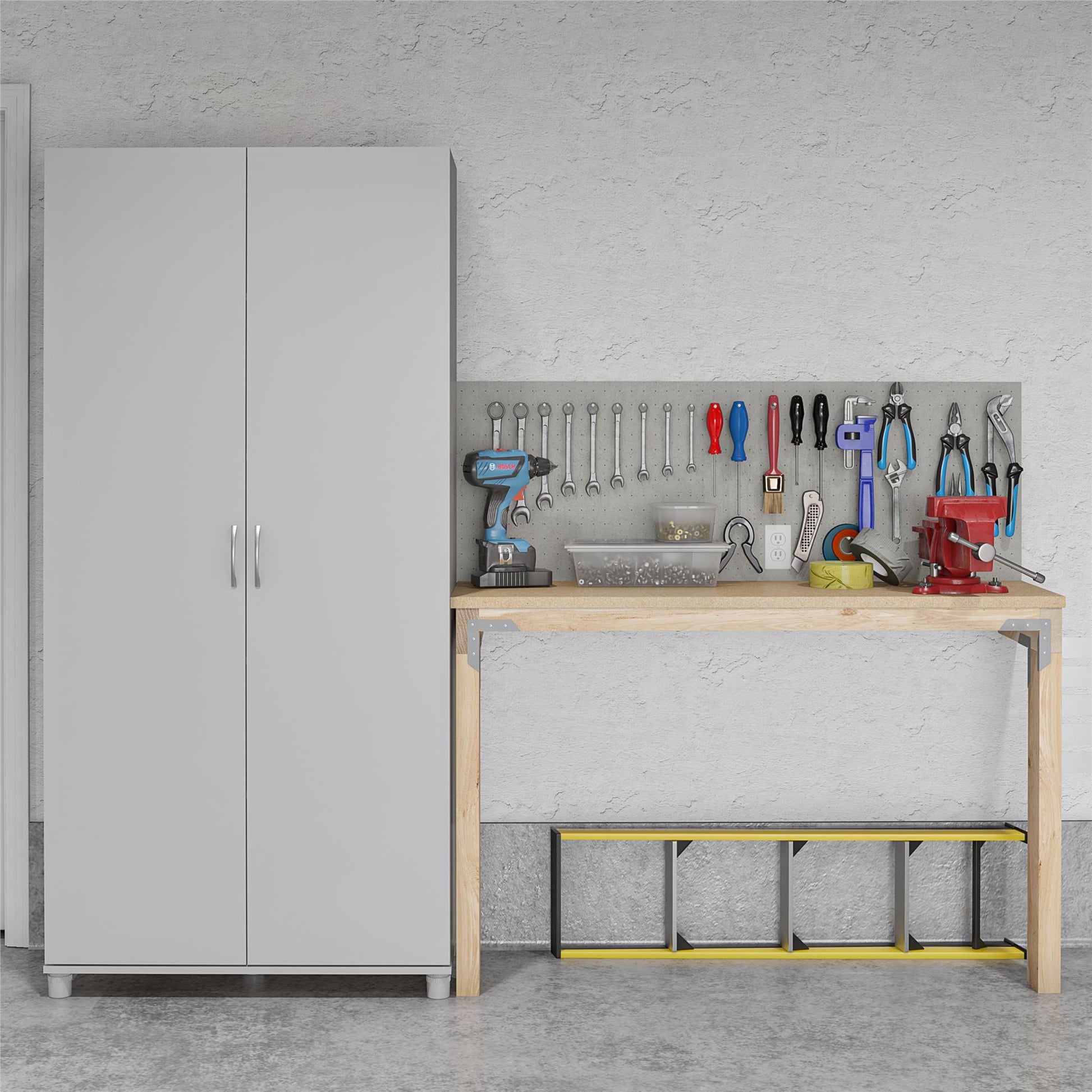 Basin 36 Inch 2 Door Utility Storage Cabinet  - Dove Gray