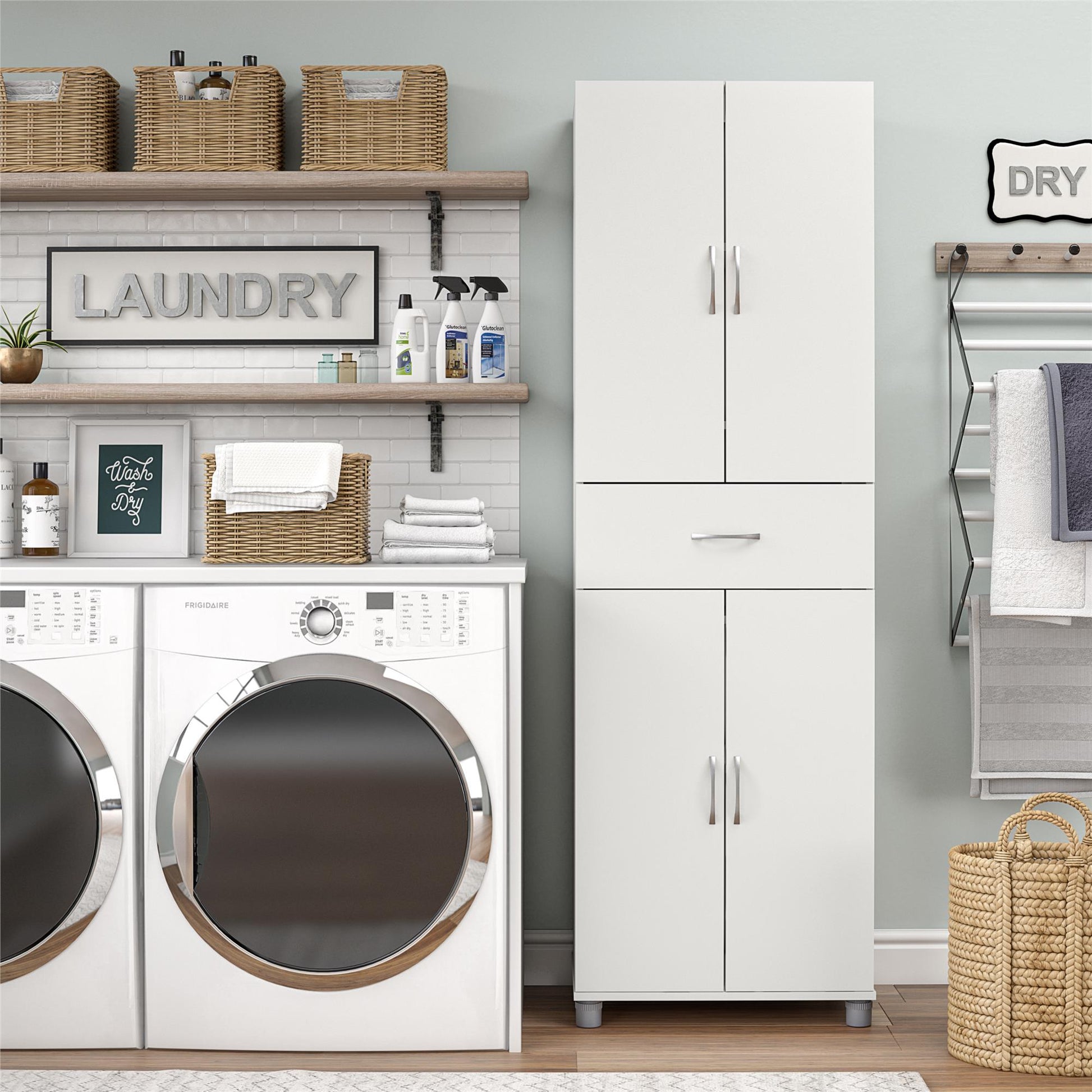Basin 23.5 Inch Closed Storage Cabinet - White