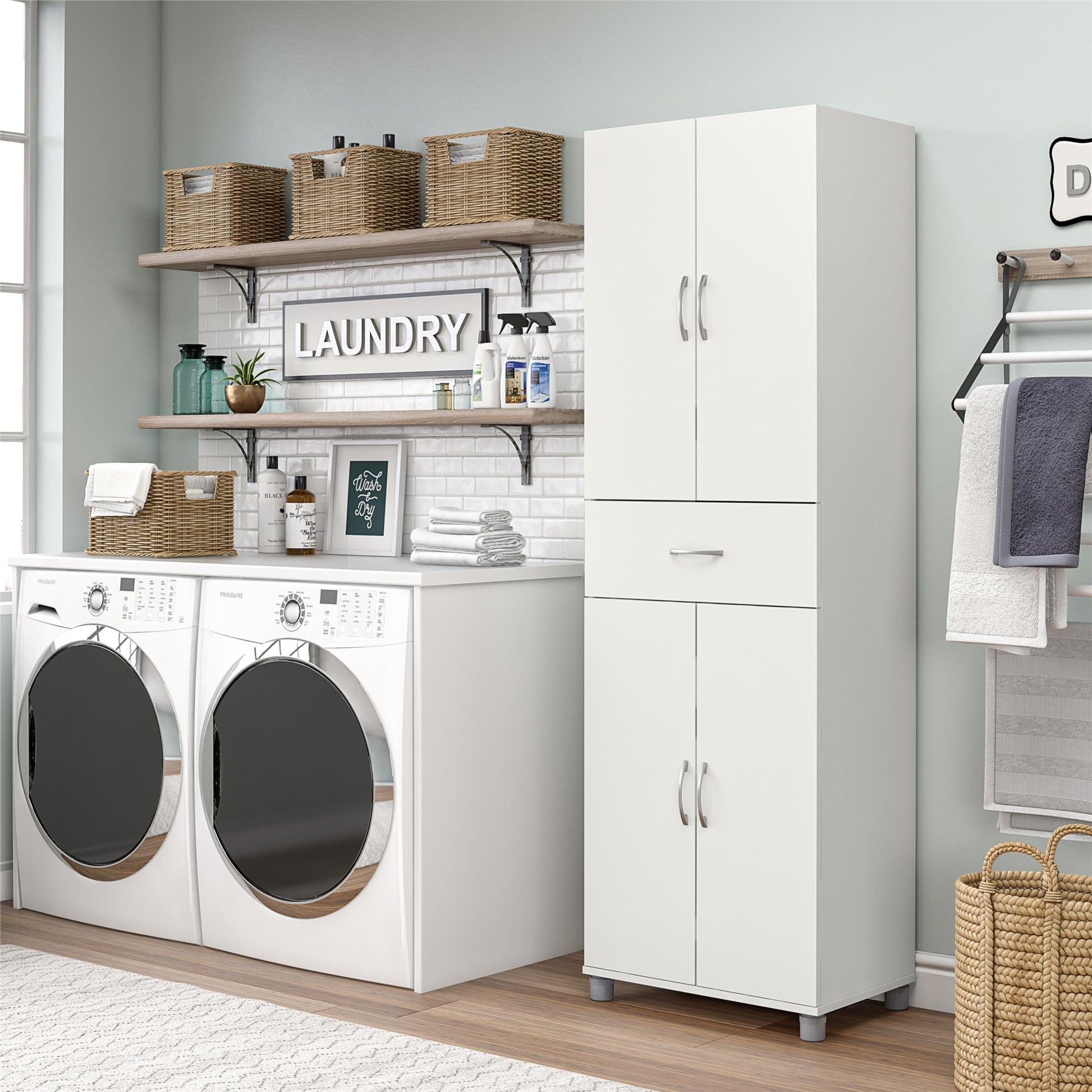 Basin 23.5 Inch Closed Storage Cabinet - White