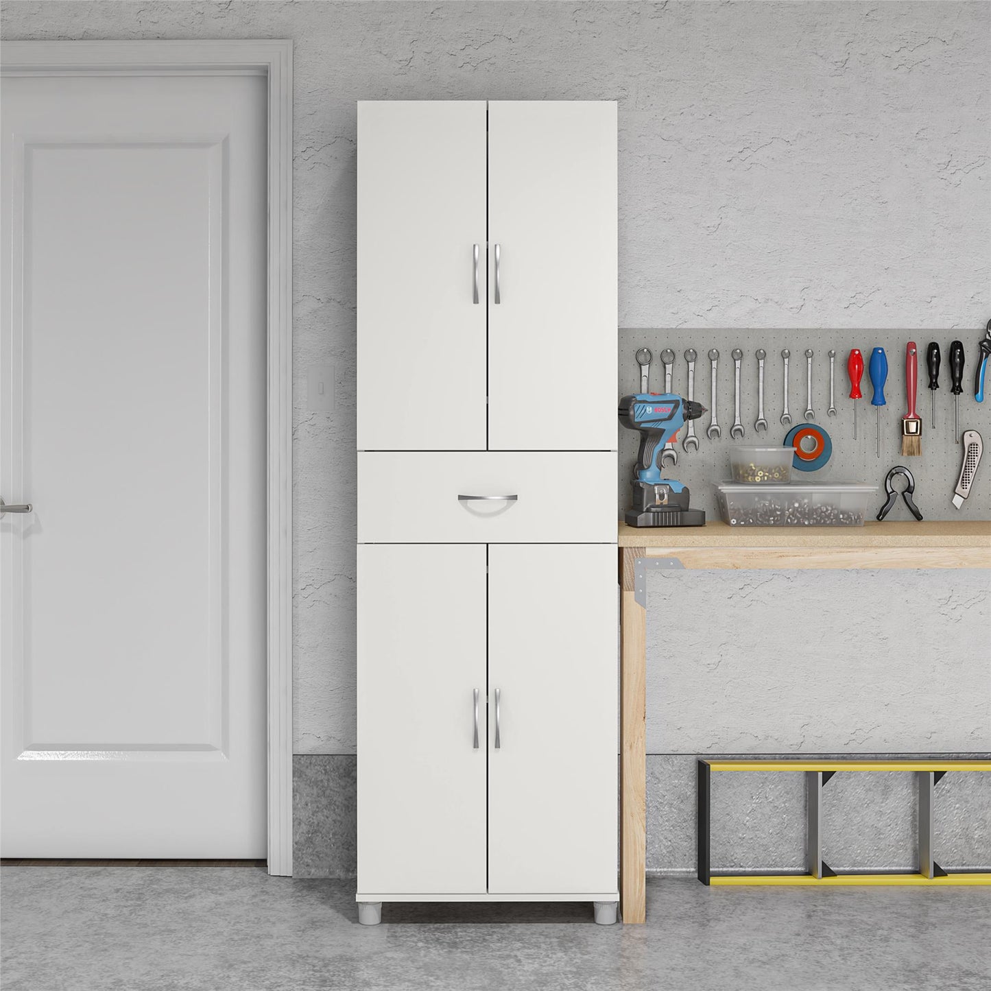 Basin 23.5 Inch Closed Storage Cabinet - White