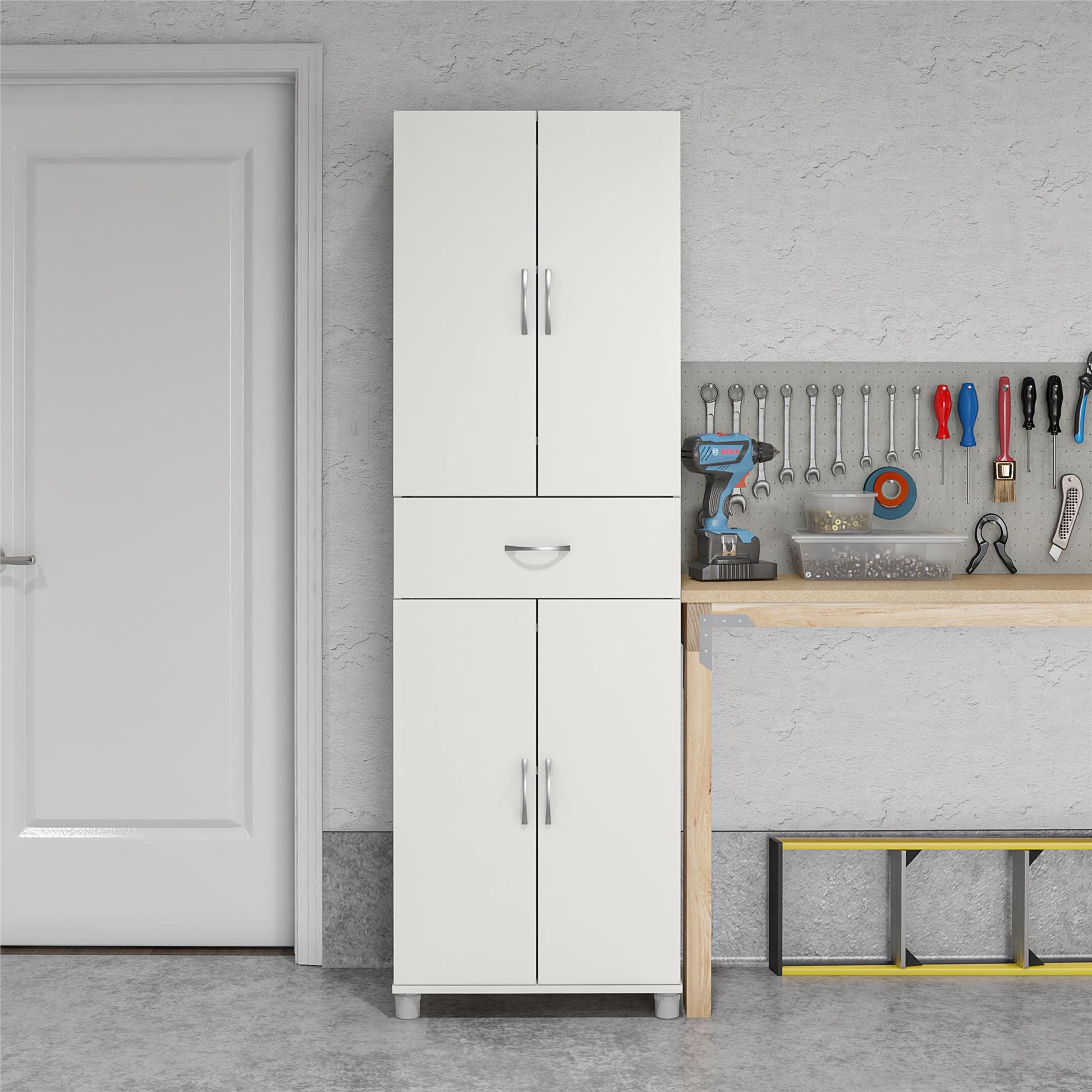 Basin 23.5 Inch Closed Storage Cabinet - White