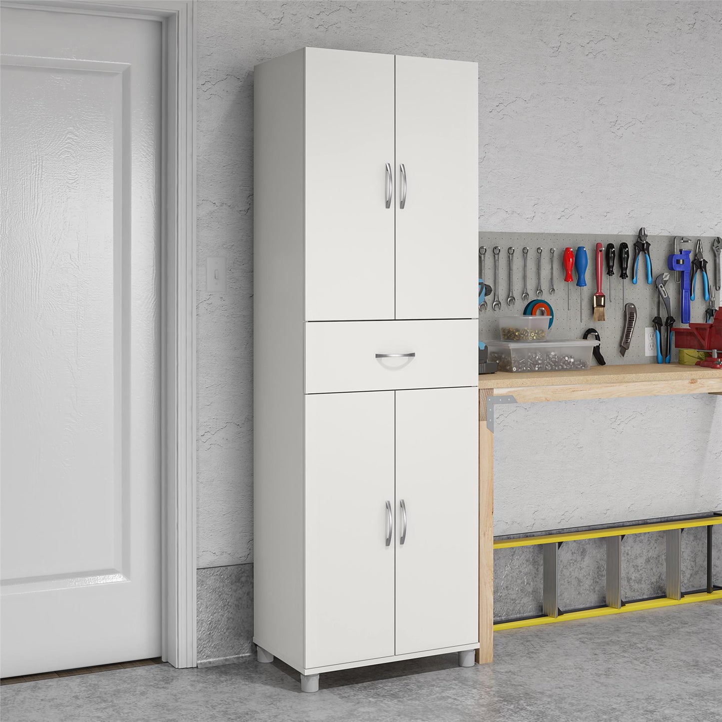Basin 23.5 Inch Closed Storage Cabinet - White