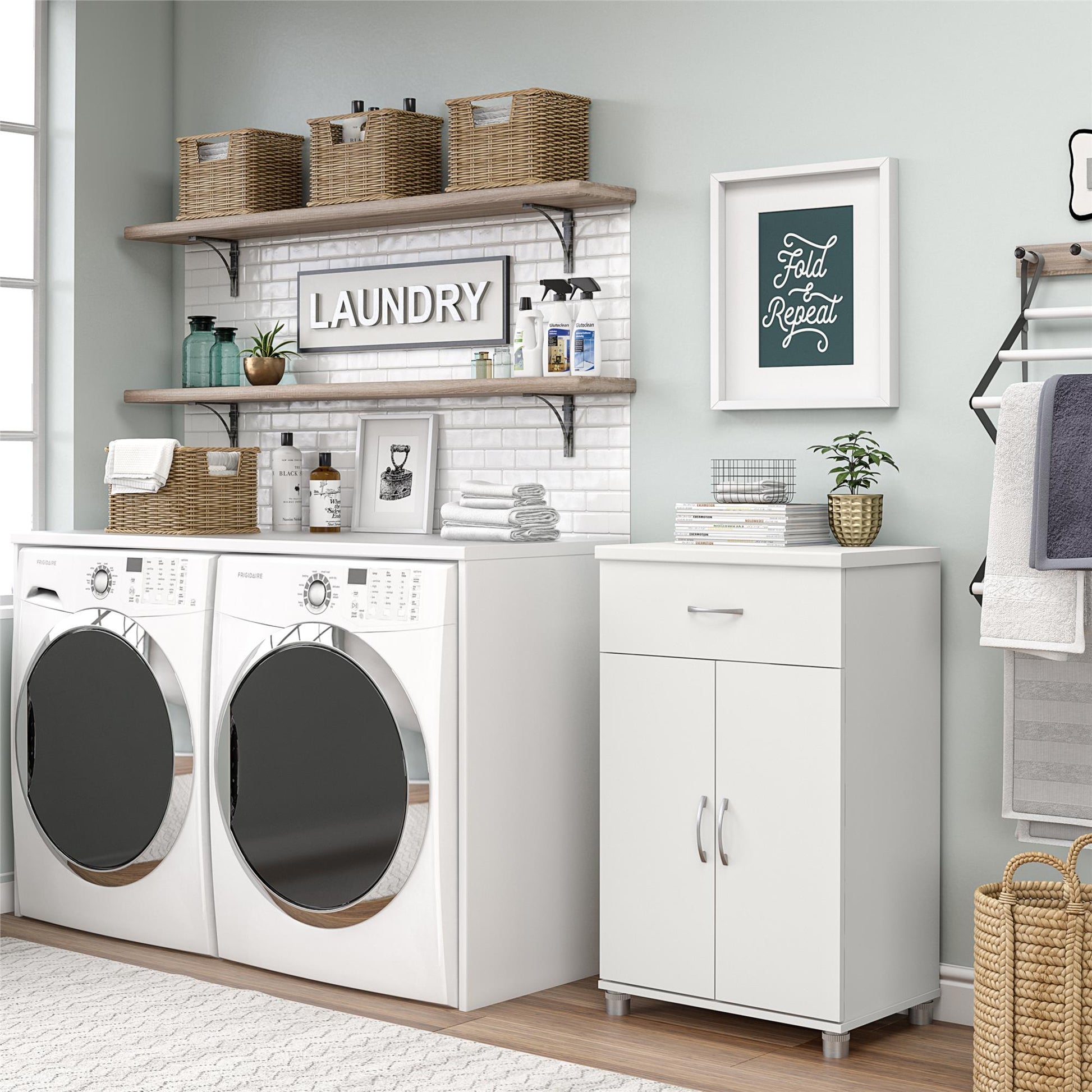 Basin 24 Inch 2 Door Base Storage Cabinet - White