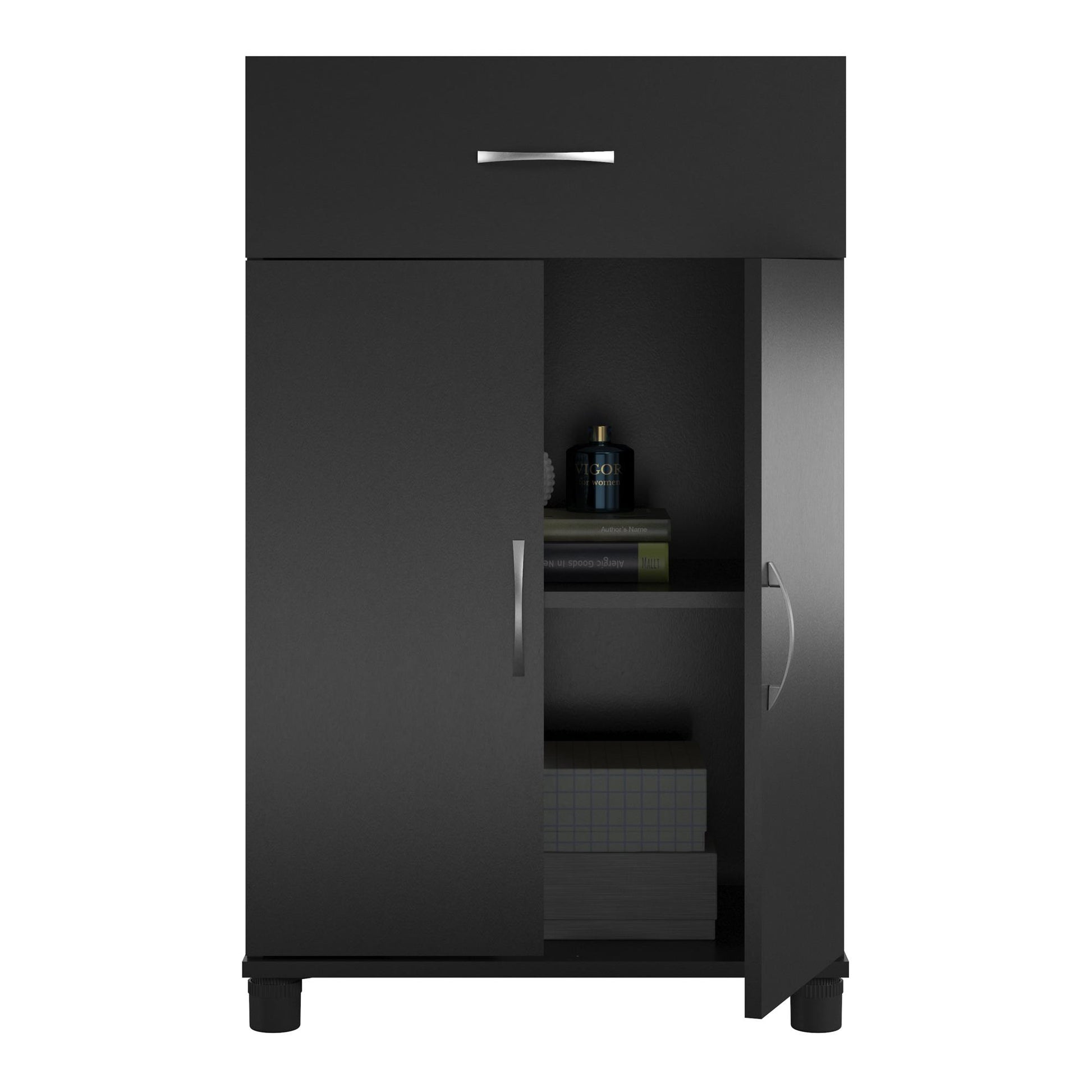 Basin 24 Inch 2 Door Base Storage Cabinet - Black