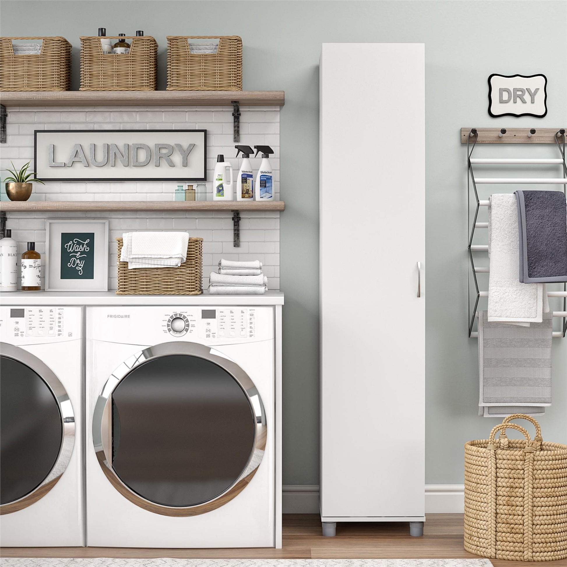 Basin 16 Inch Closed Door Utility Storage Cabinet  - White
