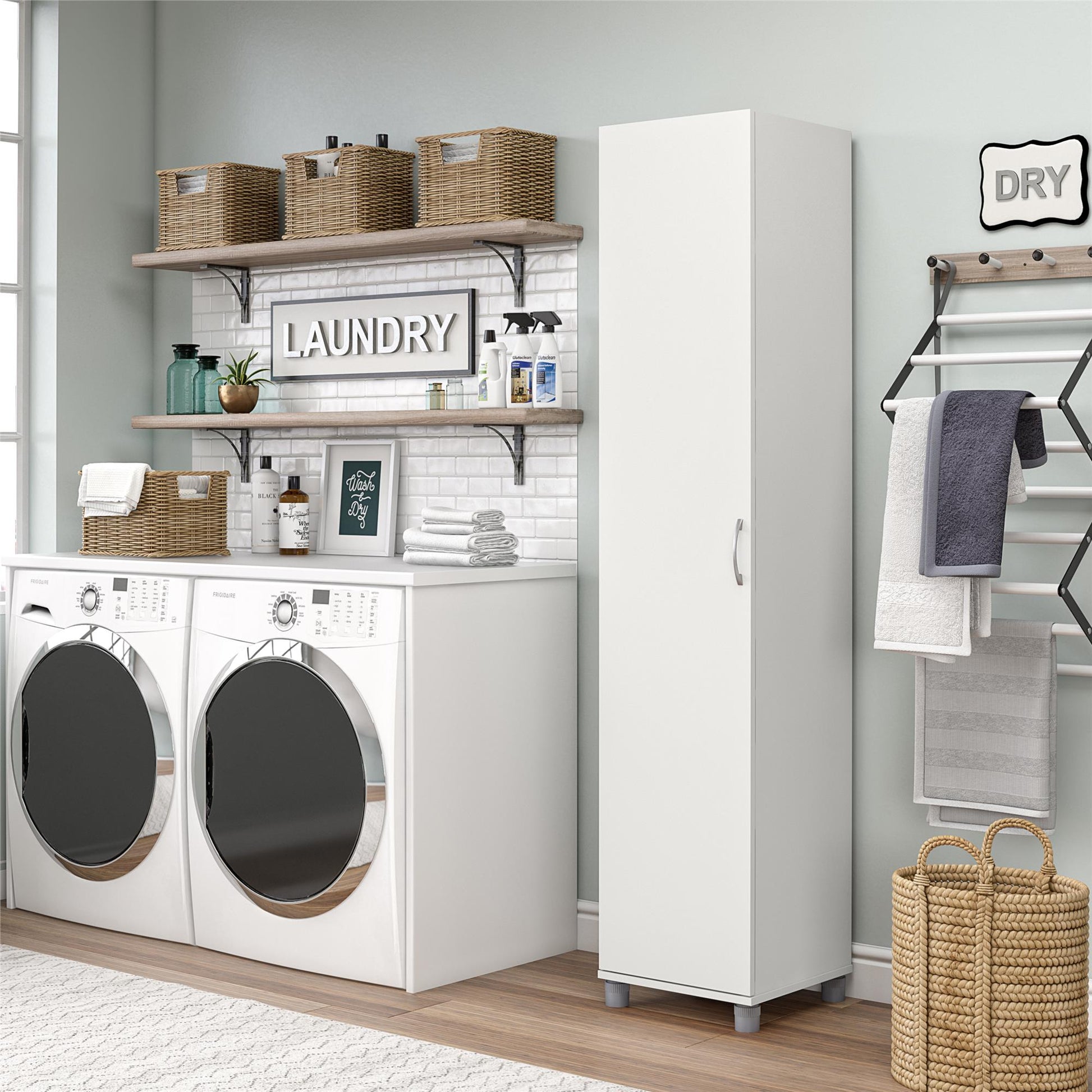 Basin 16 Inch Closed Door Utility Storage Cabinet  - White