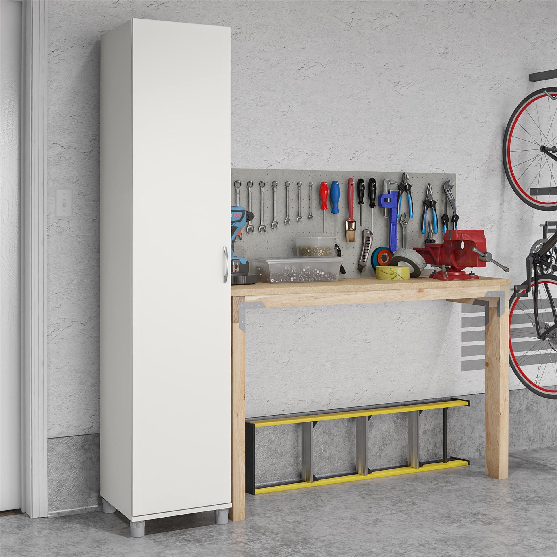 Basin 16 Inch Closed Door Utility Storage Cabinet  - White