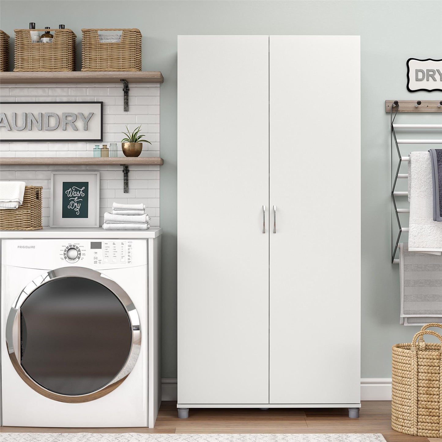 Basin 36 Inch 2 Door Utility Storage Cabinet  - White