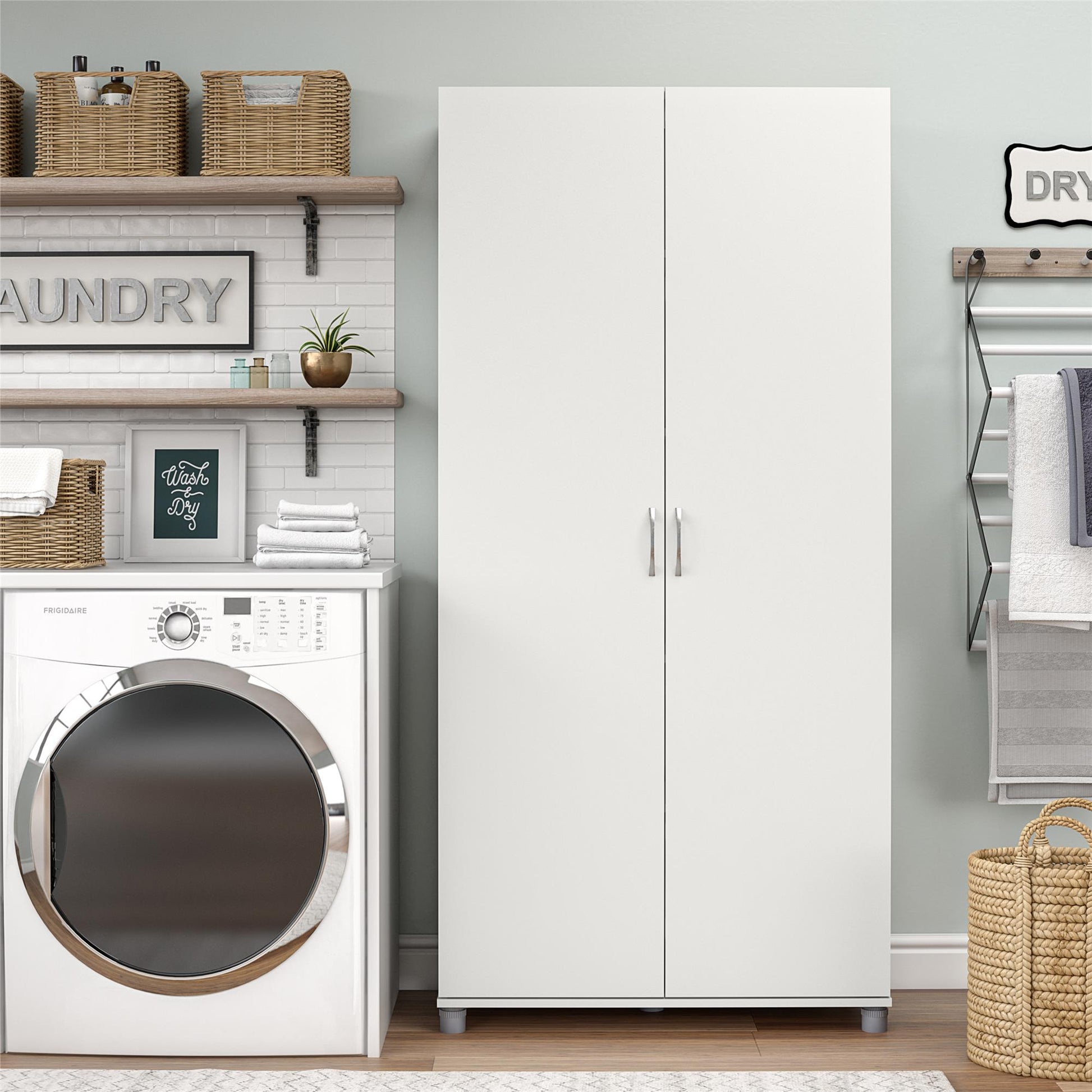 Basin 36 Inch 2 Door Utility Storage Cabinet  - White