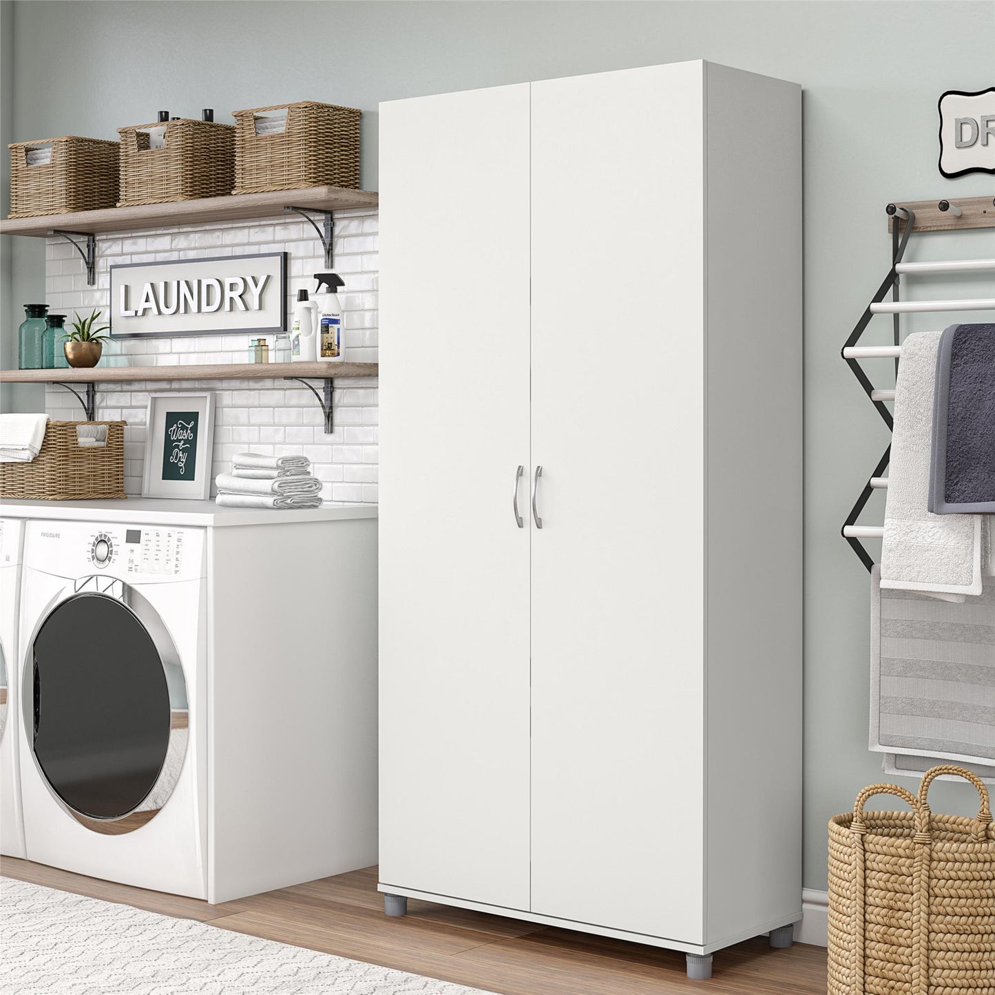 Basin 36 Inch 2 Door Utility Storage Cabinet  - White