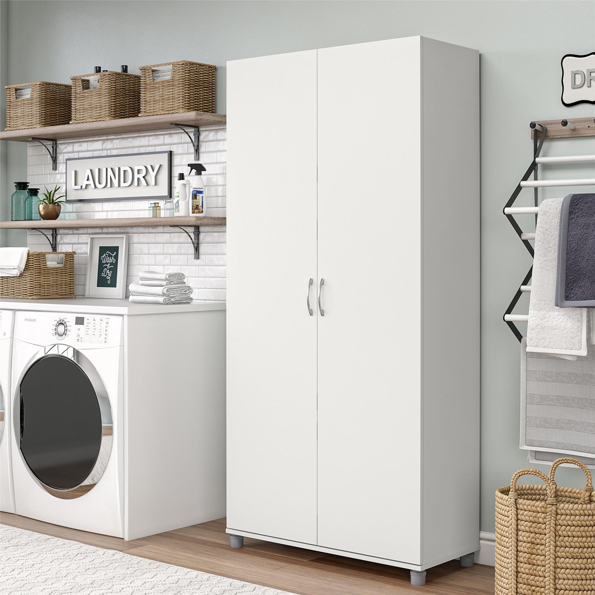 Basin 36 Inch 2 Door Utility Storage Cabinet  - White