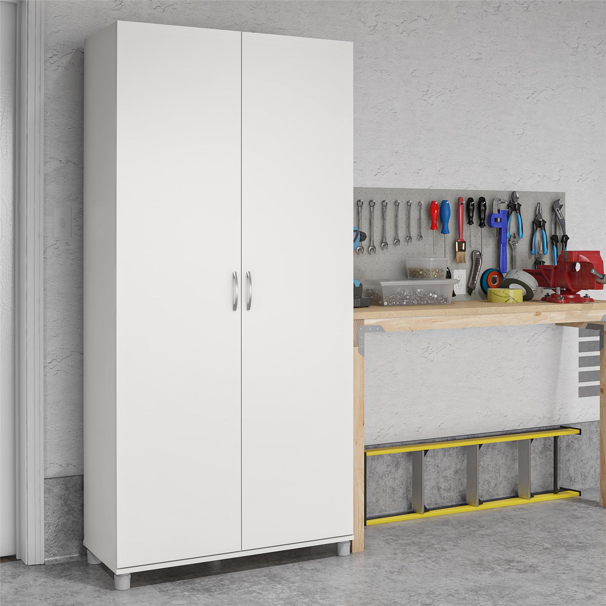 Basin 36 Inch 2 Door Utility Storage Cabinet  - White