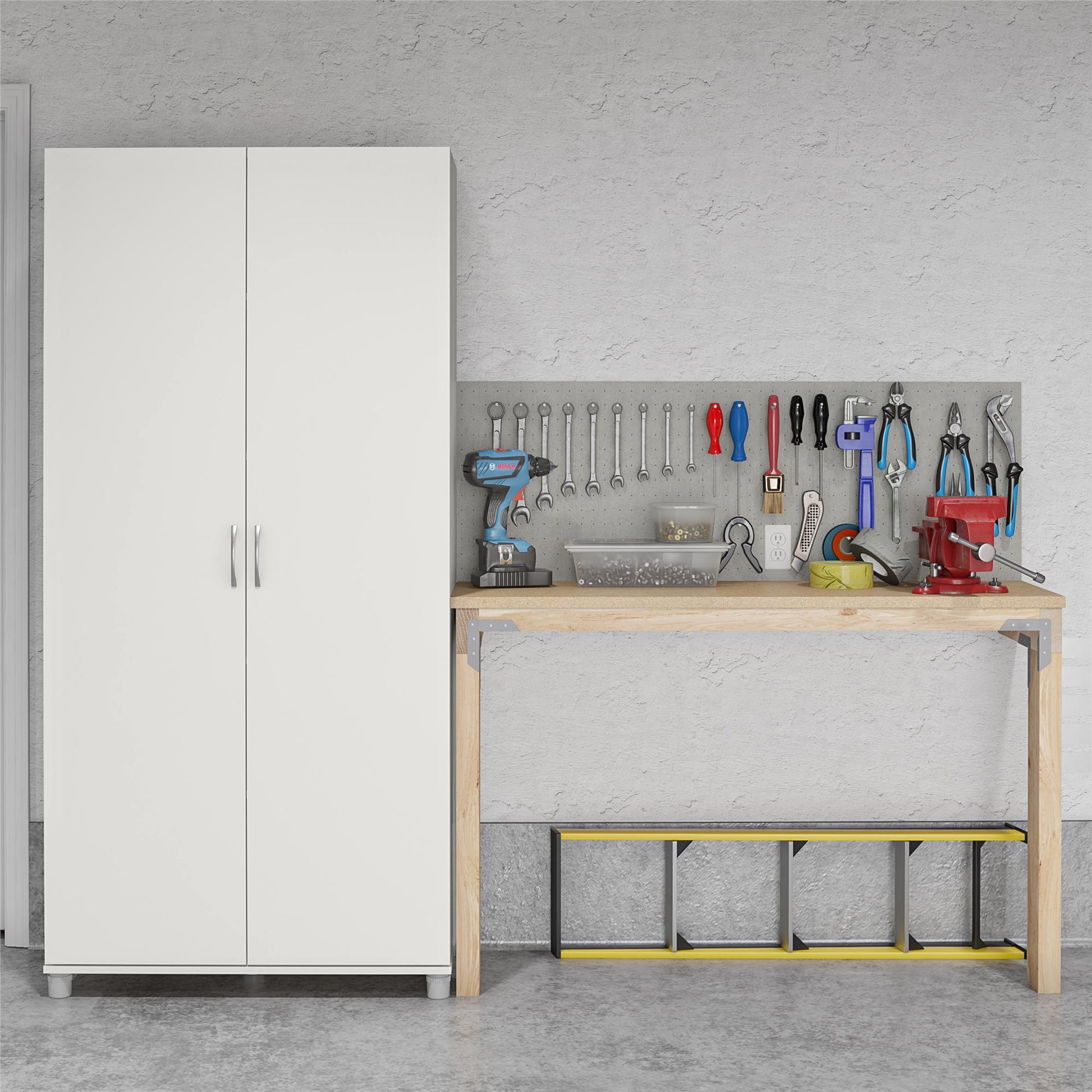 Basin 36 Inch 2 Door Utility Storage Cabinet  - White