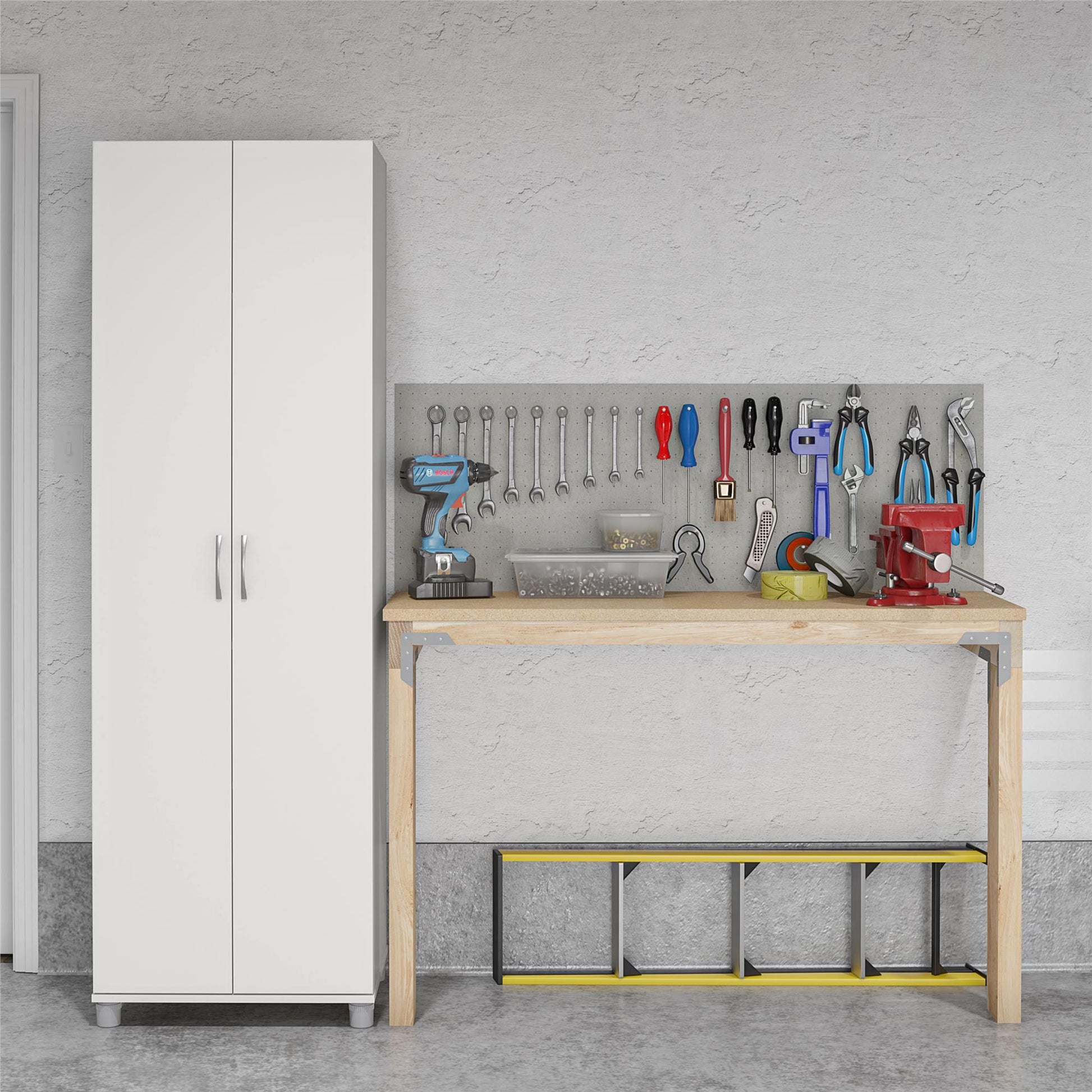 Basin 24 Inch 2 Door Utility Storage Cabinet - White
