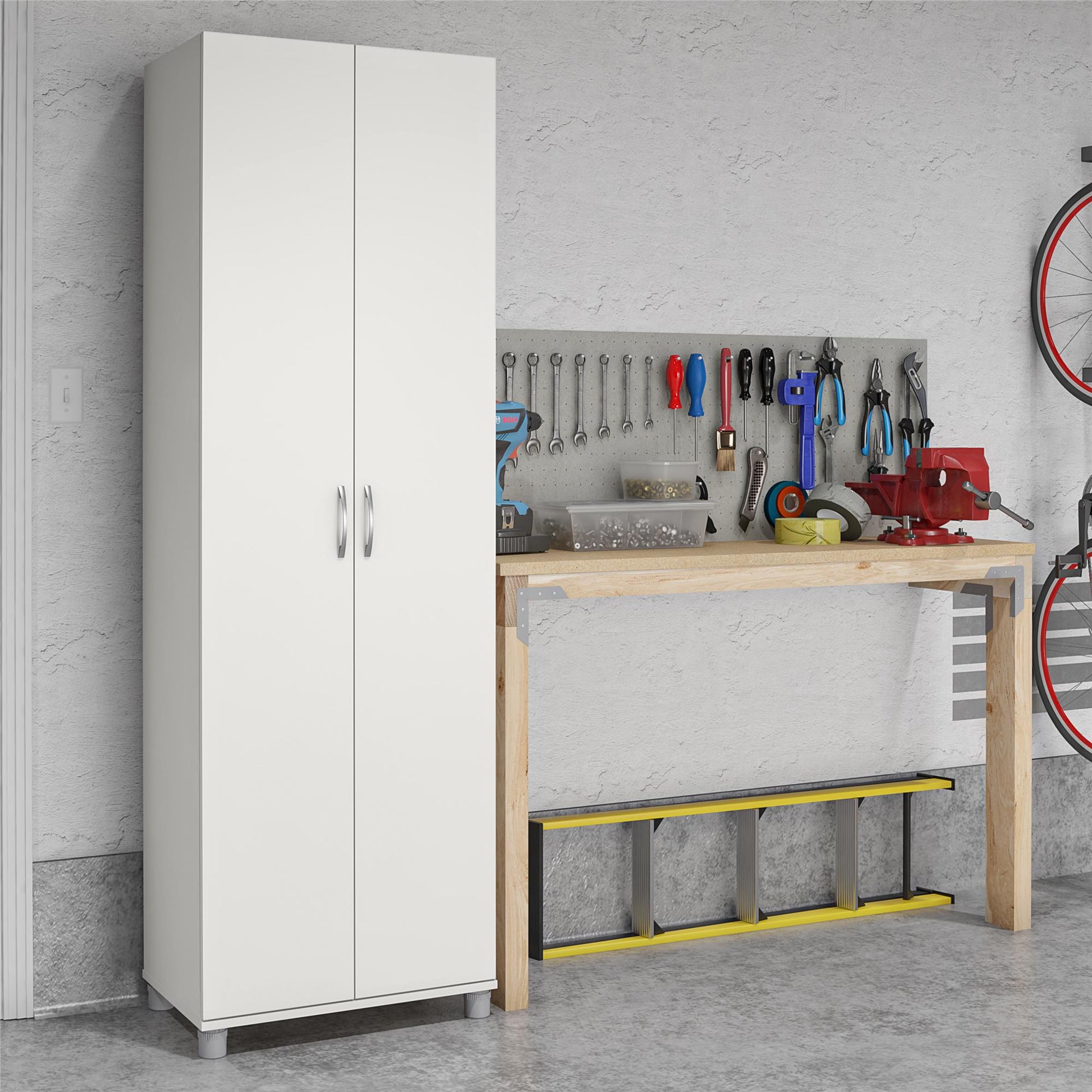 Basin 24 Inch 2 Door Utility Storage Cabinet - White