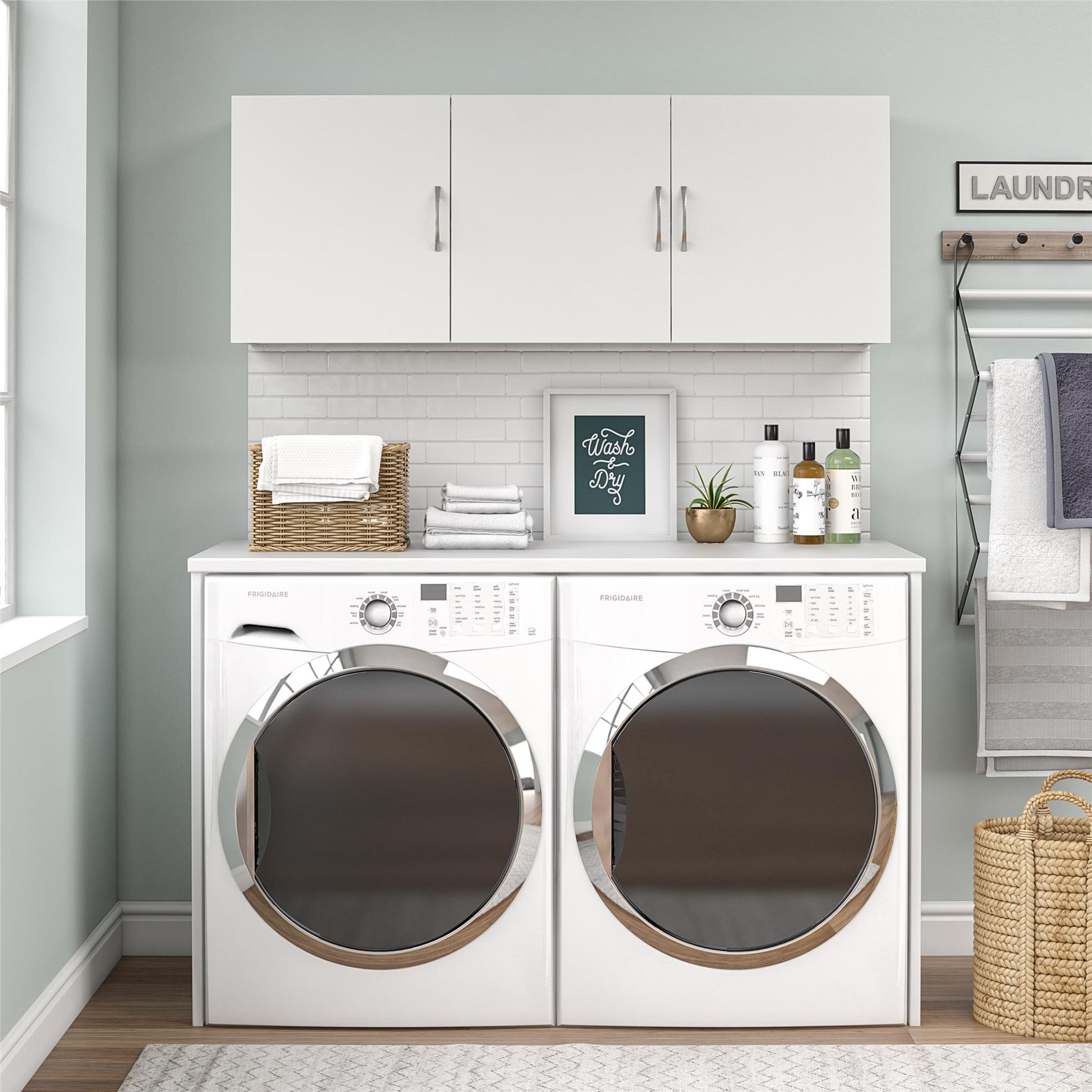 Basin 54 Inch 3 Door Wall Storage Cabinet - White