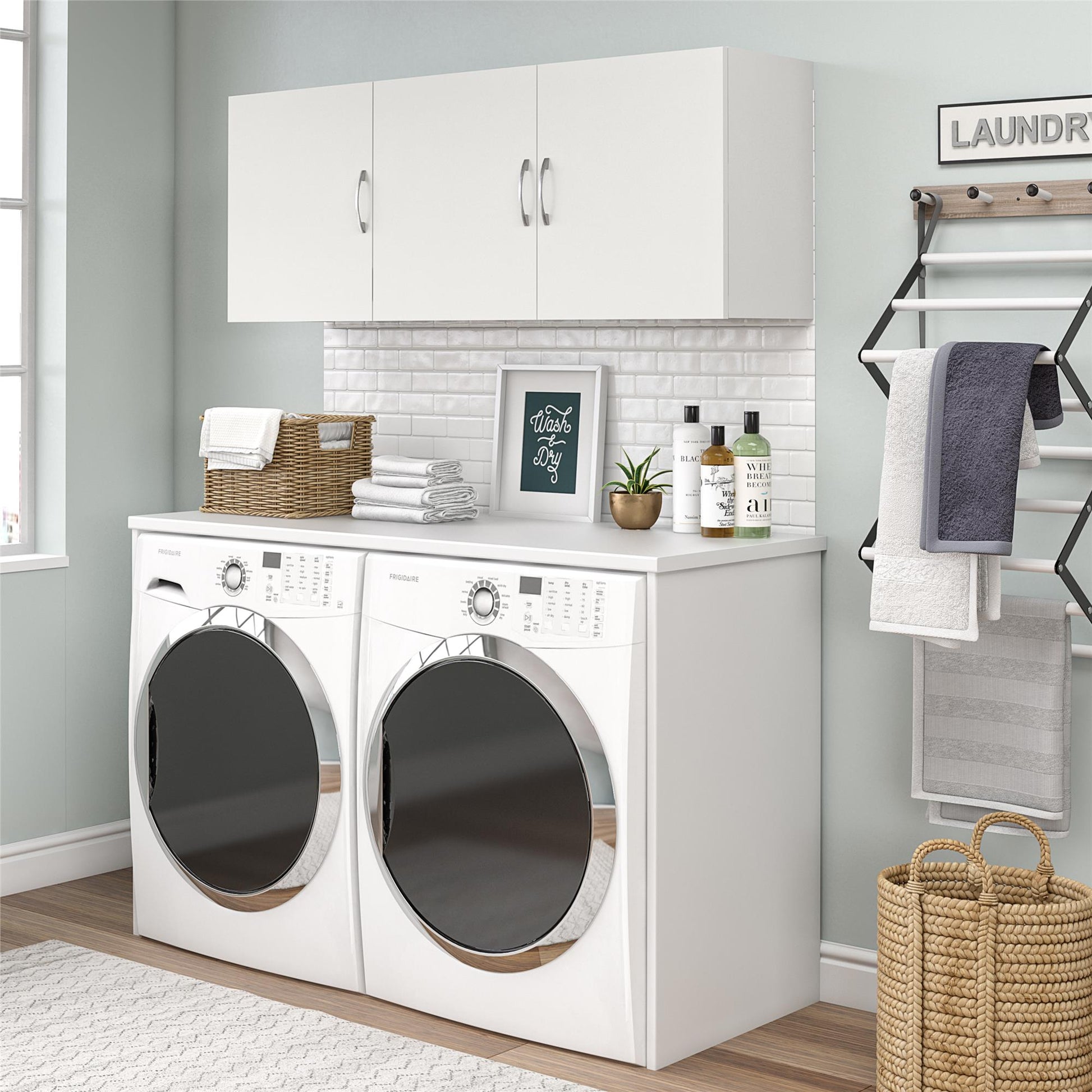 Basin 54 Inch 3 Door Wall Storage Cabinet - White