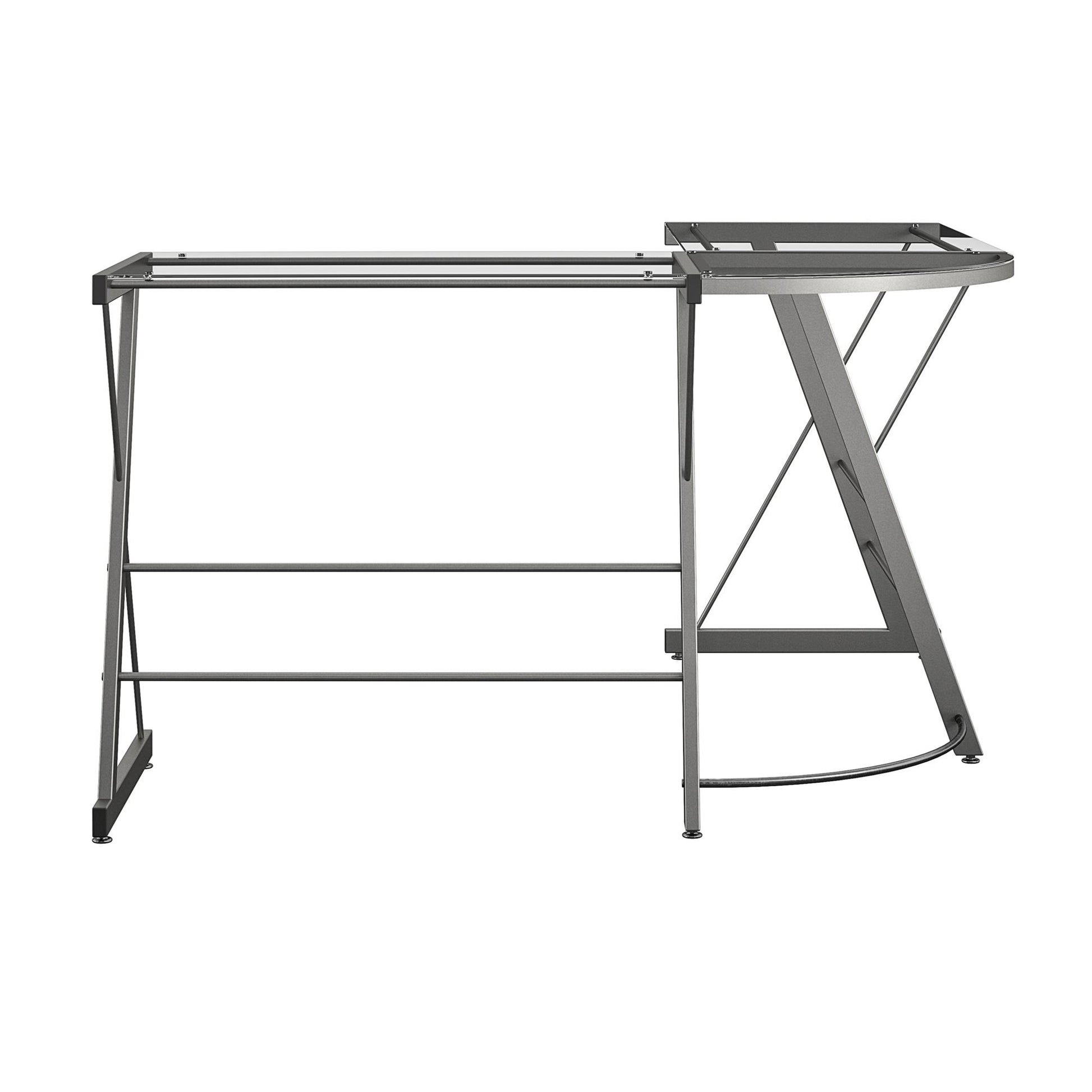 Latour Glass L-Shaped Computer Desk - Gray