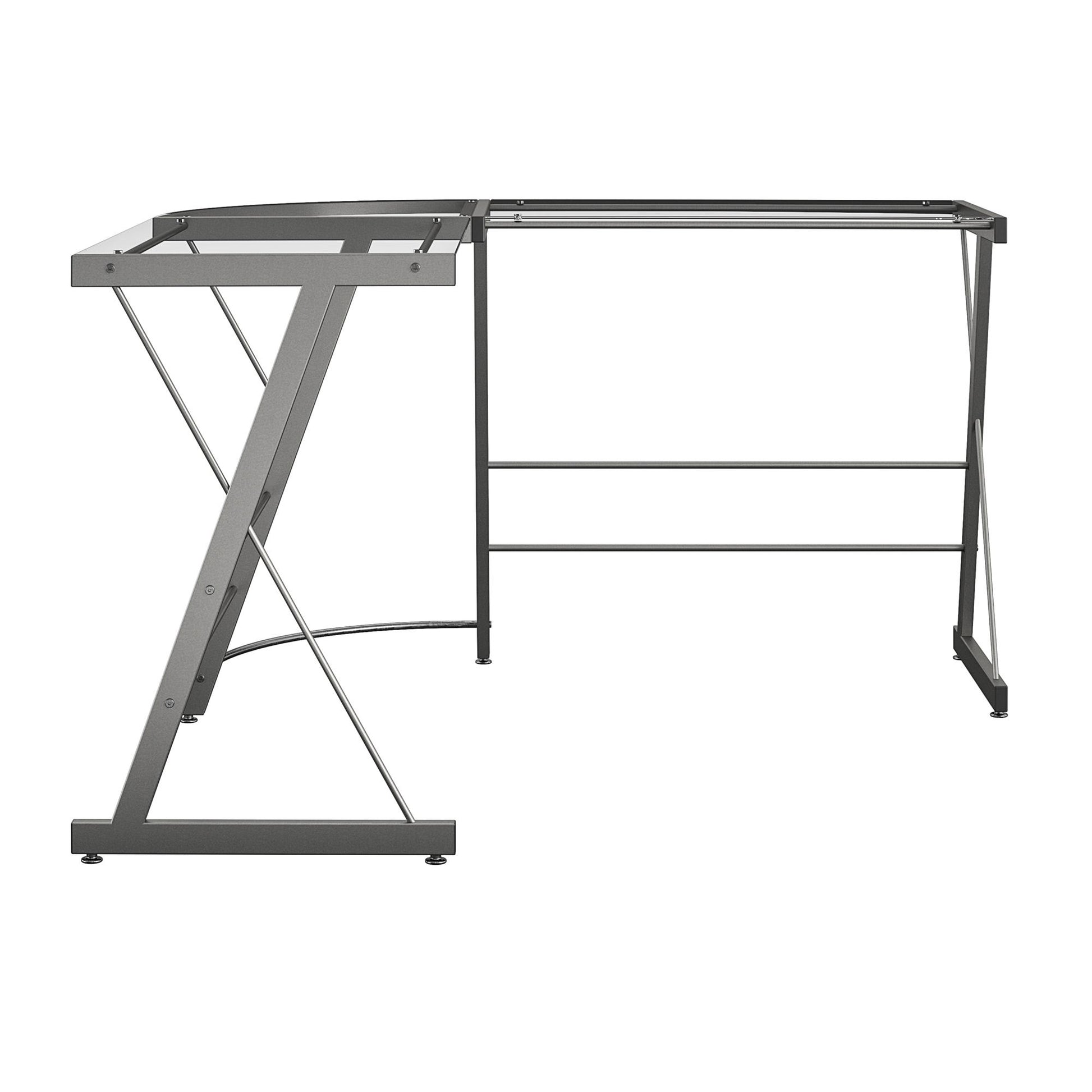 Latour Glass L-Shaped Computer Desk - Gray