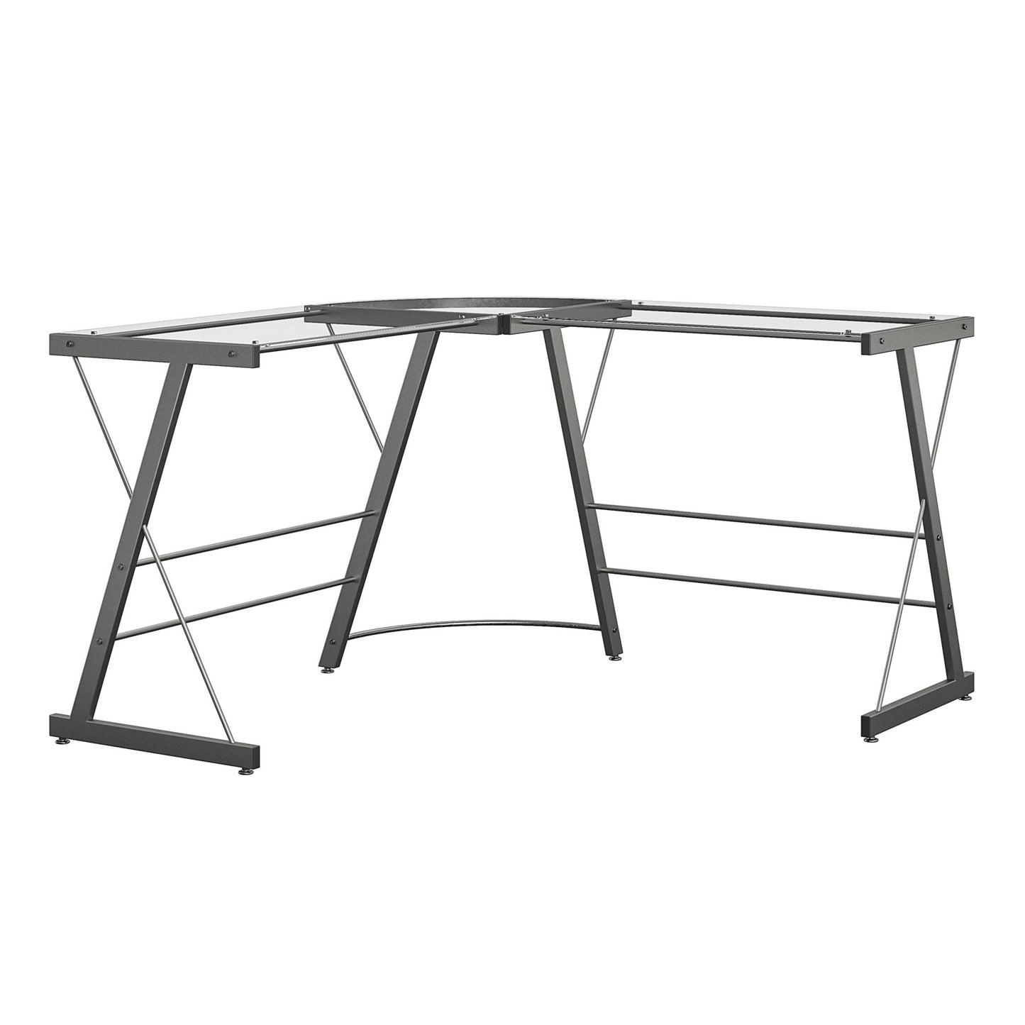 Latour Glass L-Shaped Computer Desk - Gray