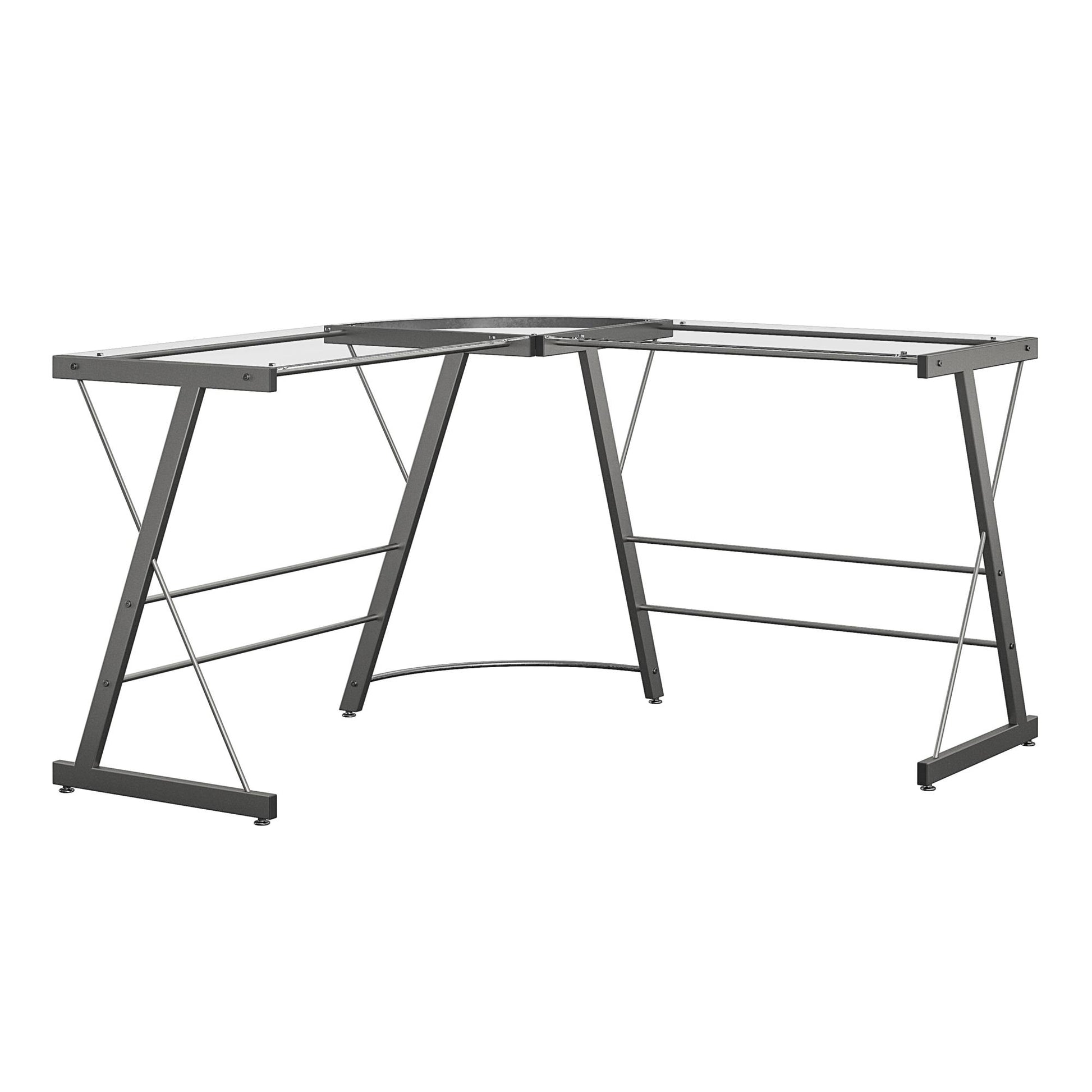 Latour Glass L-Shaped Computer Desk - Gray