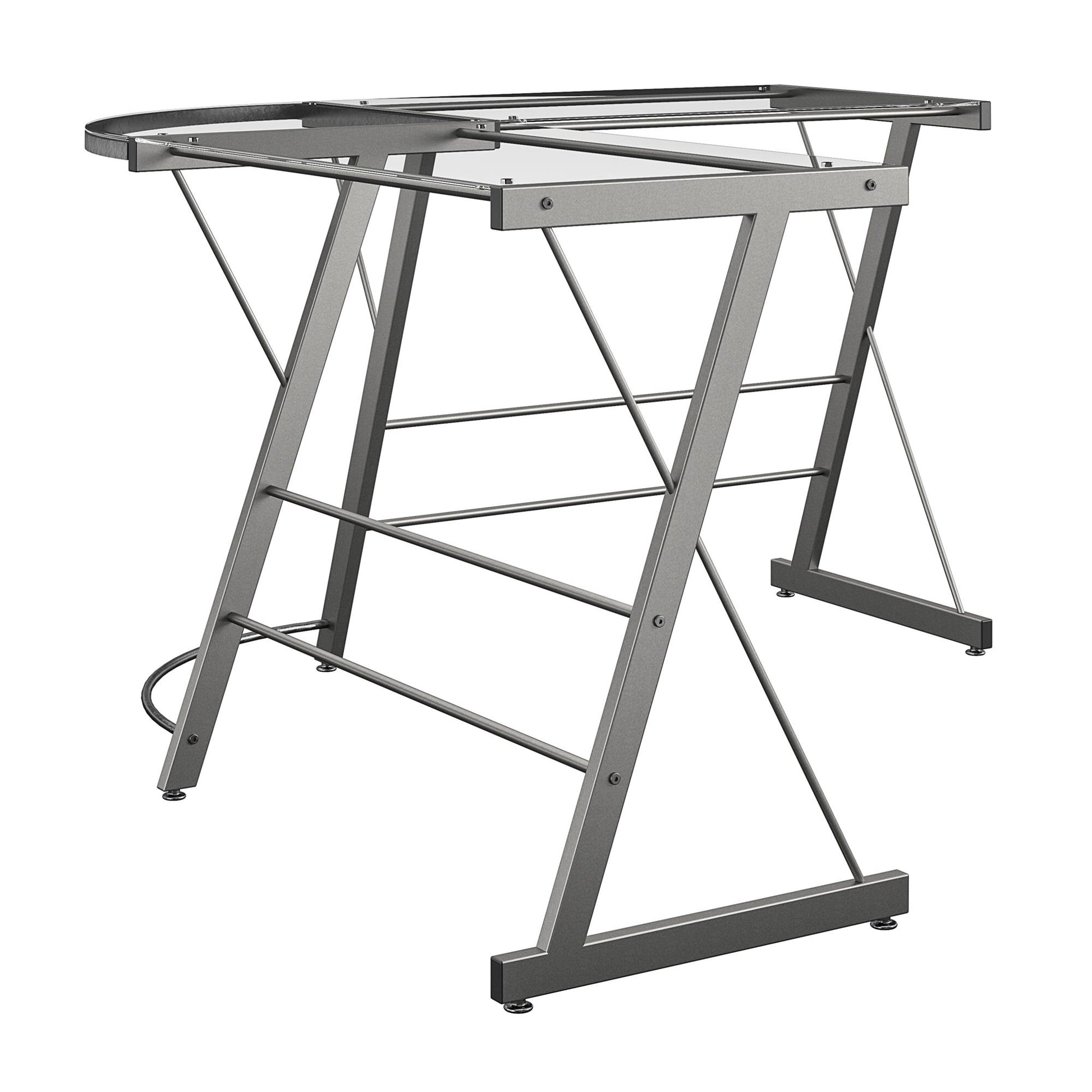 Latour Glass L-Shaped Computer Desk - Gray