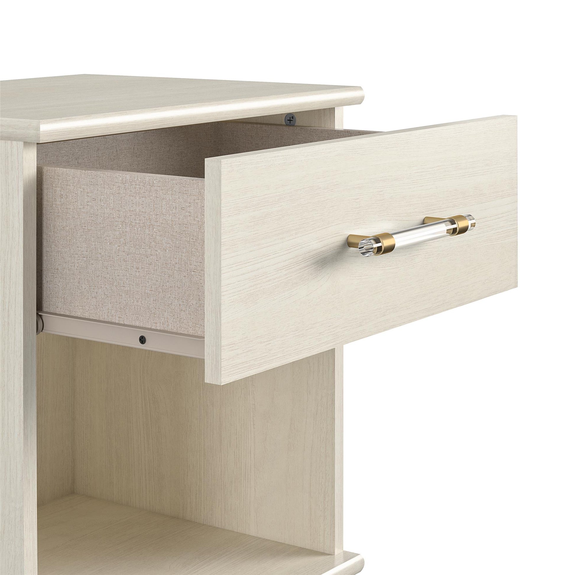 Monarch Hill Clementine White Nightstand with 1 Drawer - Ivory Oak