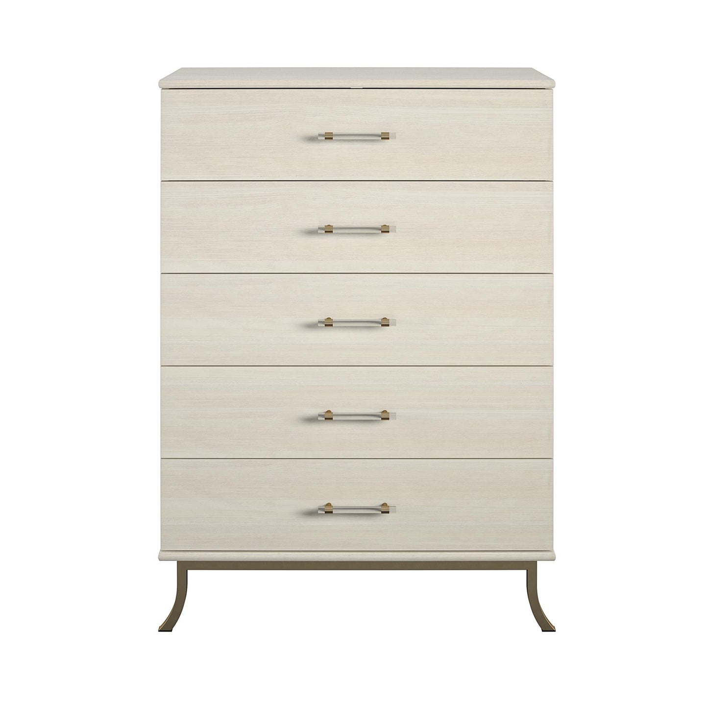 Monarch Hill Clementine 5 Drawer Dresser with Clear Acrylic Handles - Ivory Oak