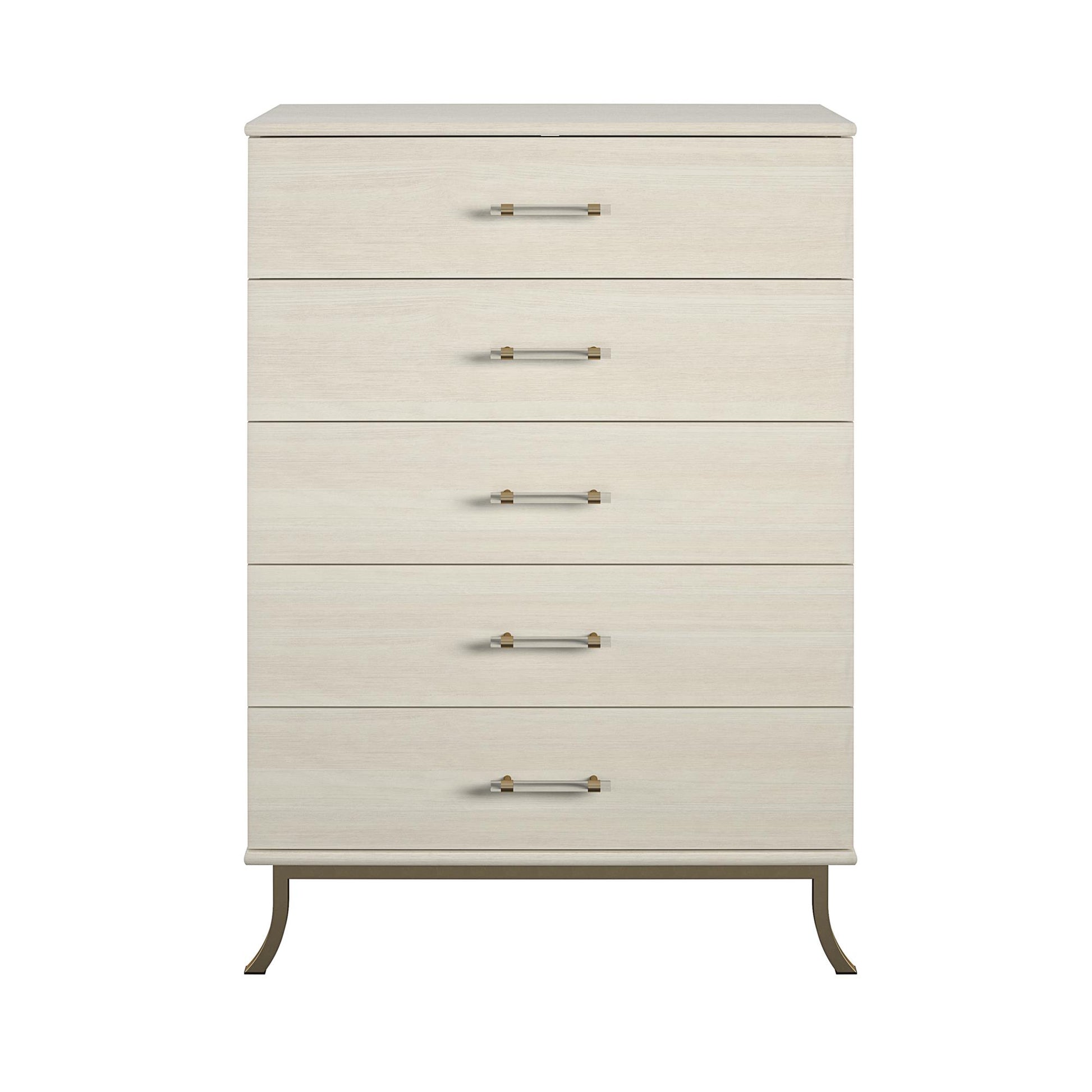 Monarch Hill Clementine 5 Drawer Dresser with Clear Acrylic Handles - Ivory Oak