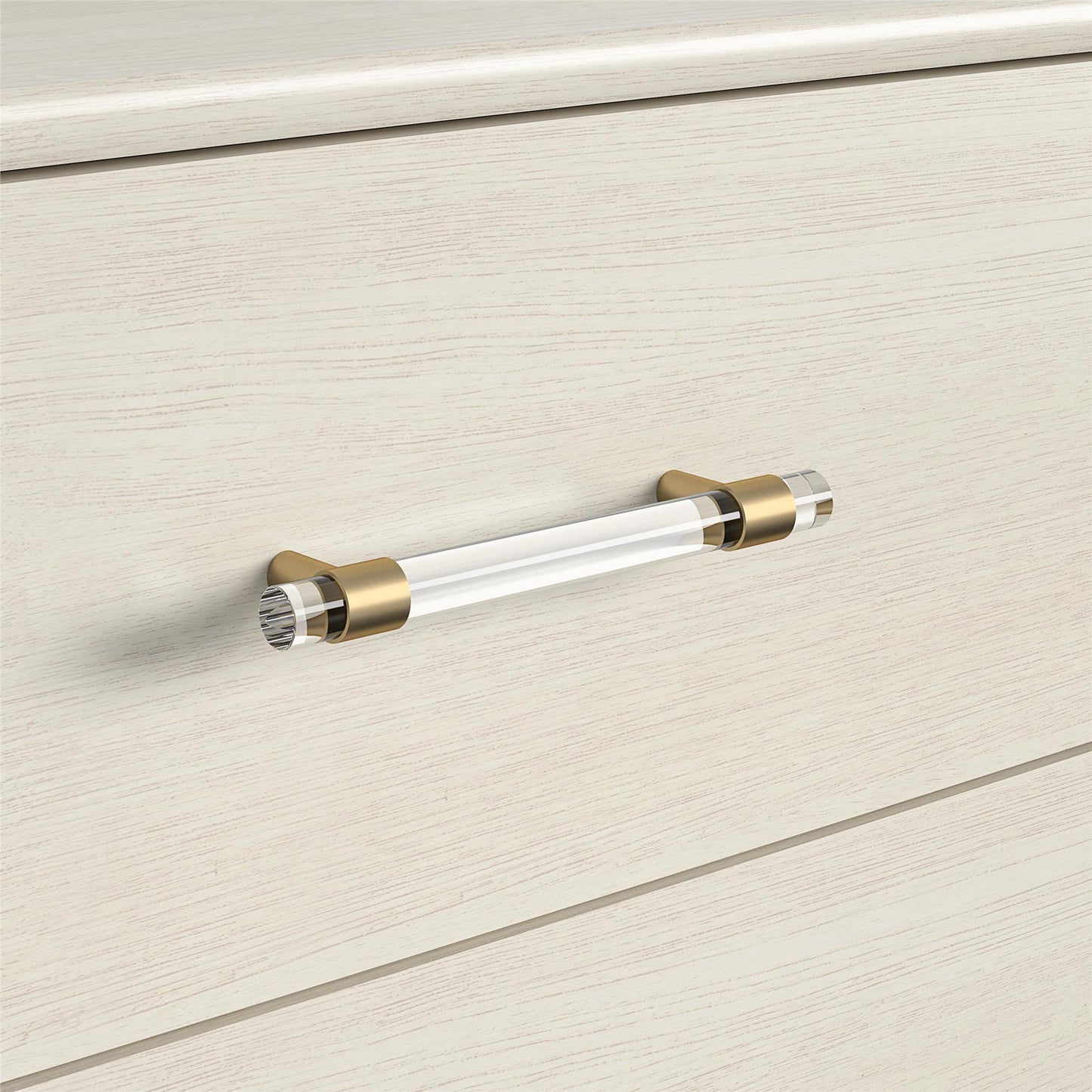 Monarch Hill Clementine 3 Drawer Dresser with Clear Acrylic Handles - Ivory Oak