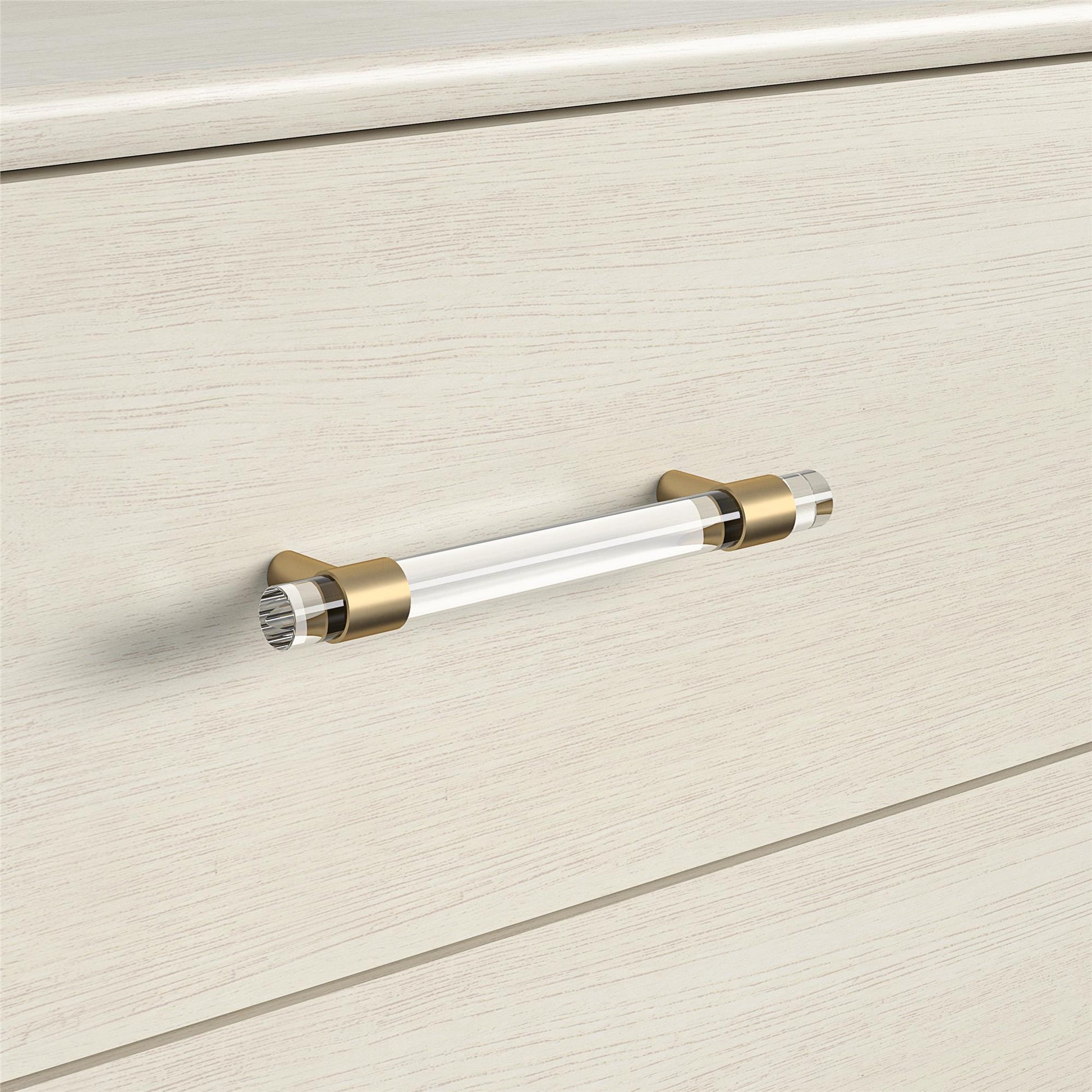 Monarch Hill Clementine 3 Drawer Dresser with Clear Acrylic Handles - Ivory Oak
